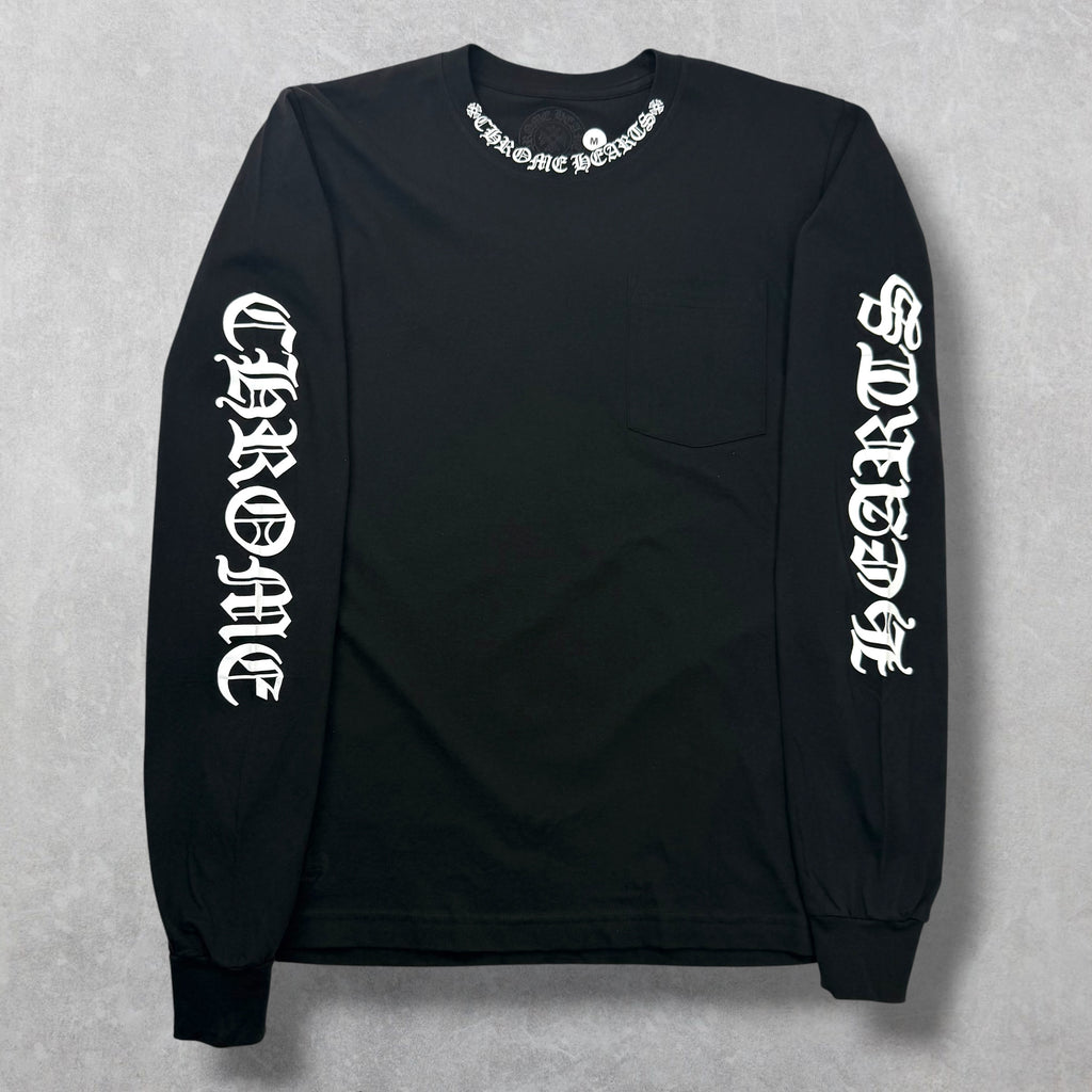 Chrome Hearts White Neck Logo L/S Tee Black M