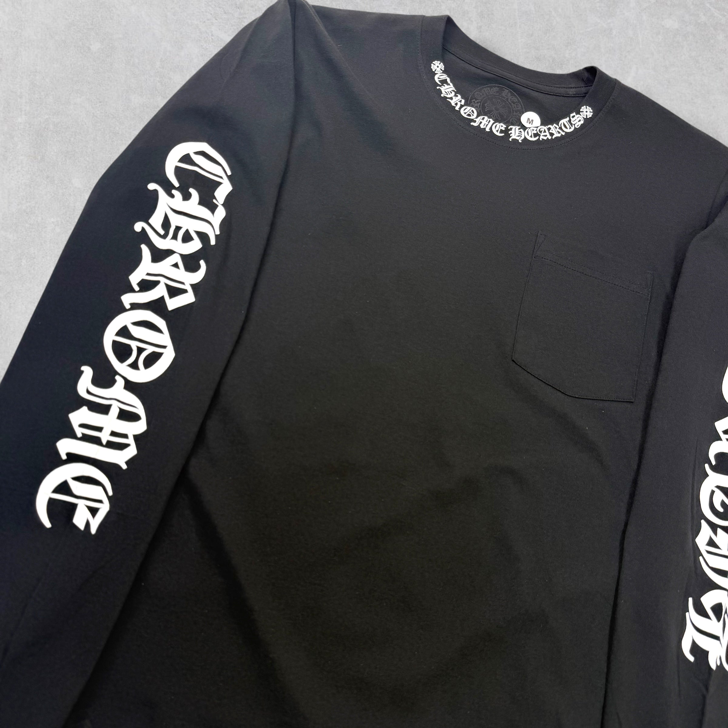 Chrome Hearts White Neck Logo L/S Tee Black M