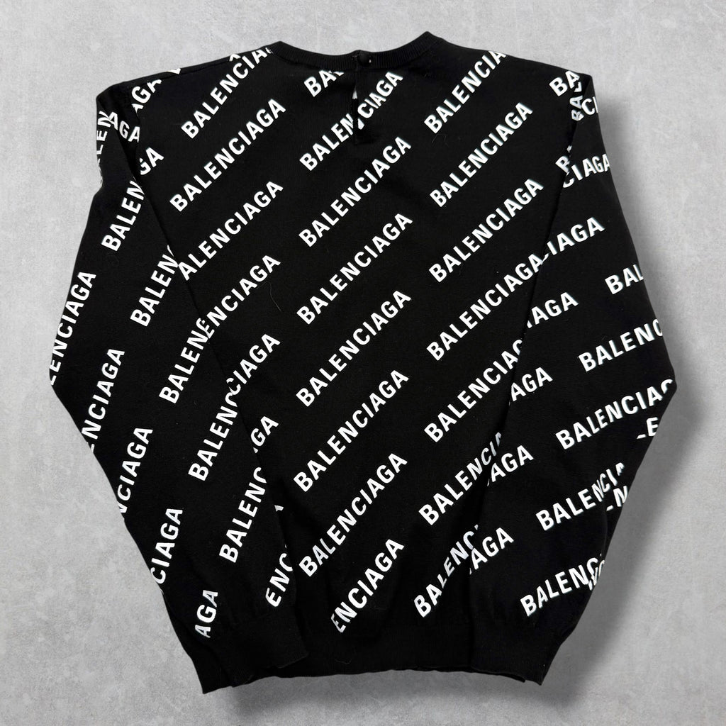 Balenciaga Women's All Over Logo Cropped Sweater M