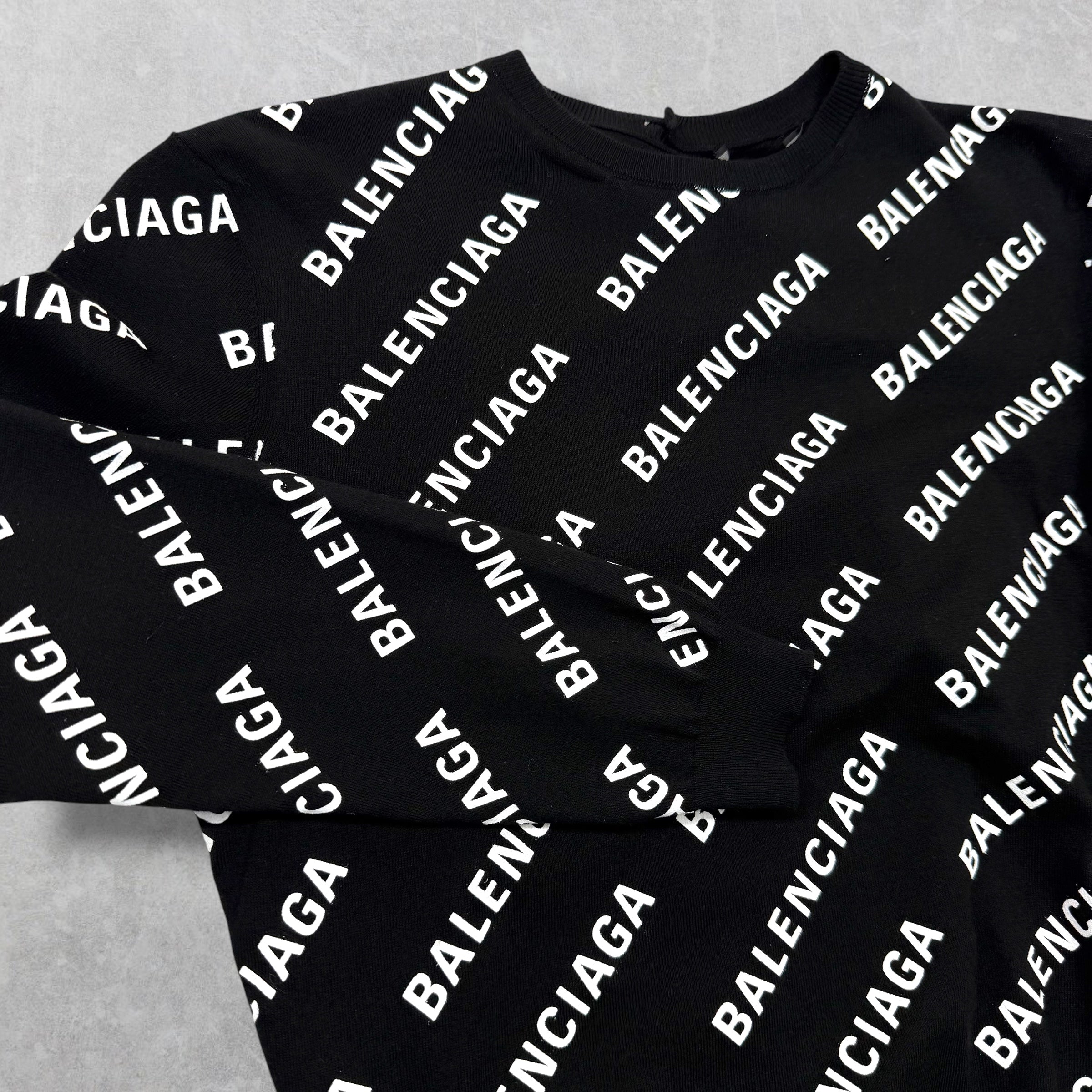 Balenciaga Women's All Over Logo Cropped Sweater M