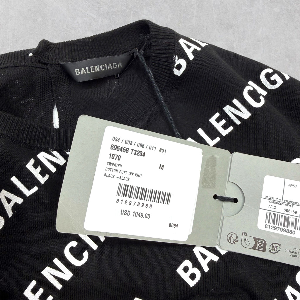 Balenciaga Women's All Over Logo Cropped Sweater M