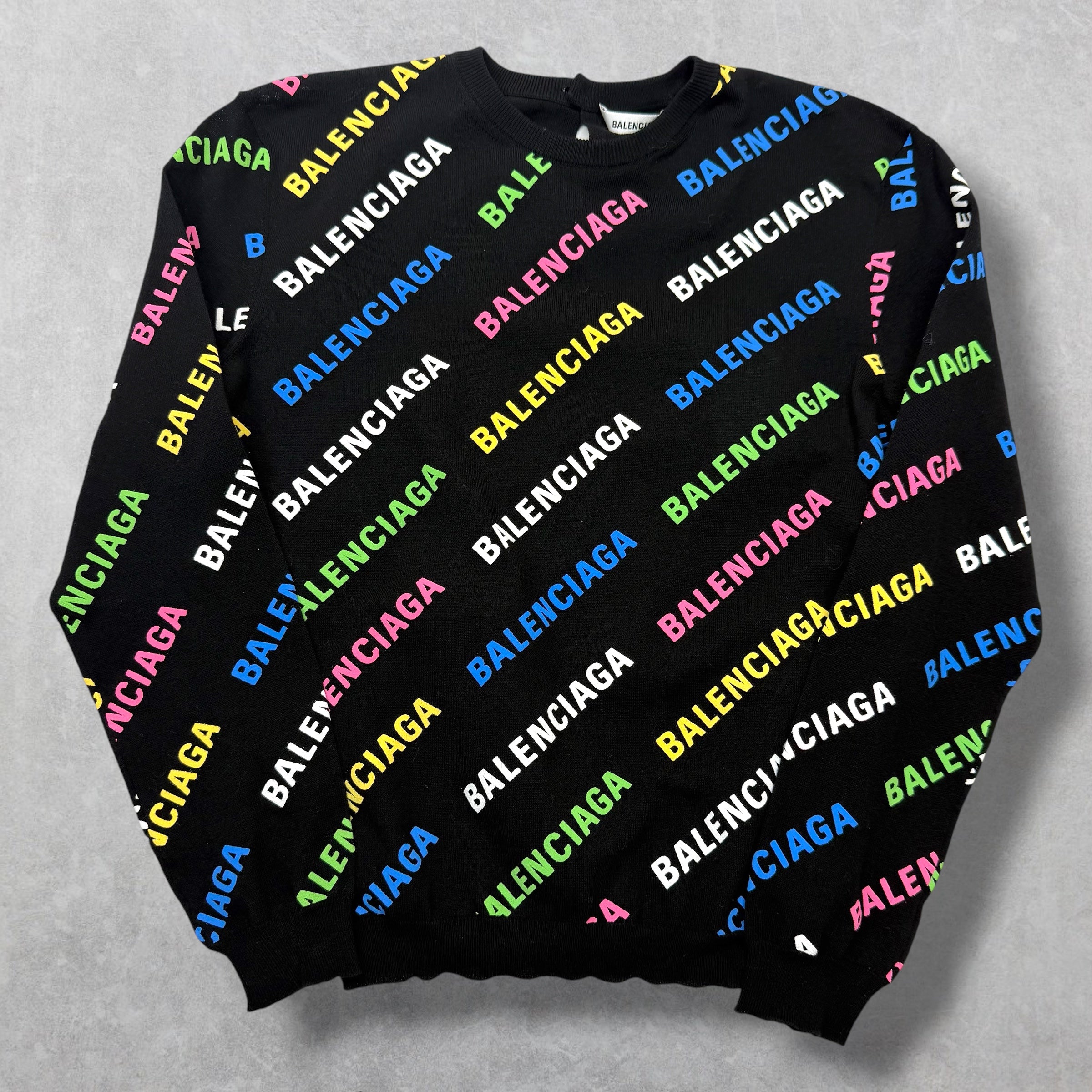 Balenciaga Women's Multicolor Logo Cropped Sweater S