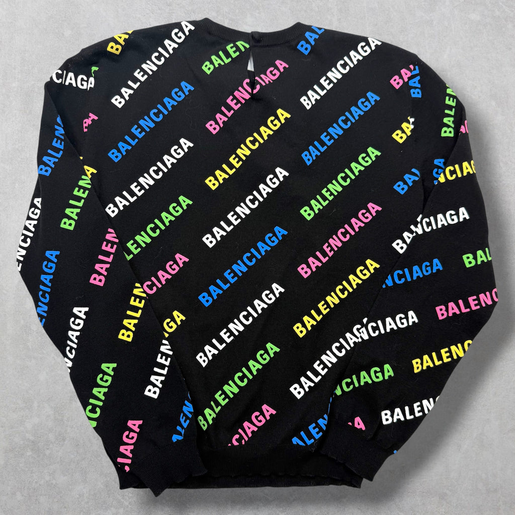 Balenciaga Women's Multicolor Logo Cropped Sweater S