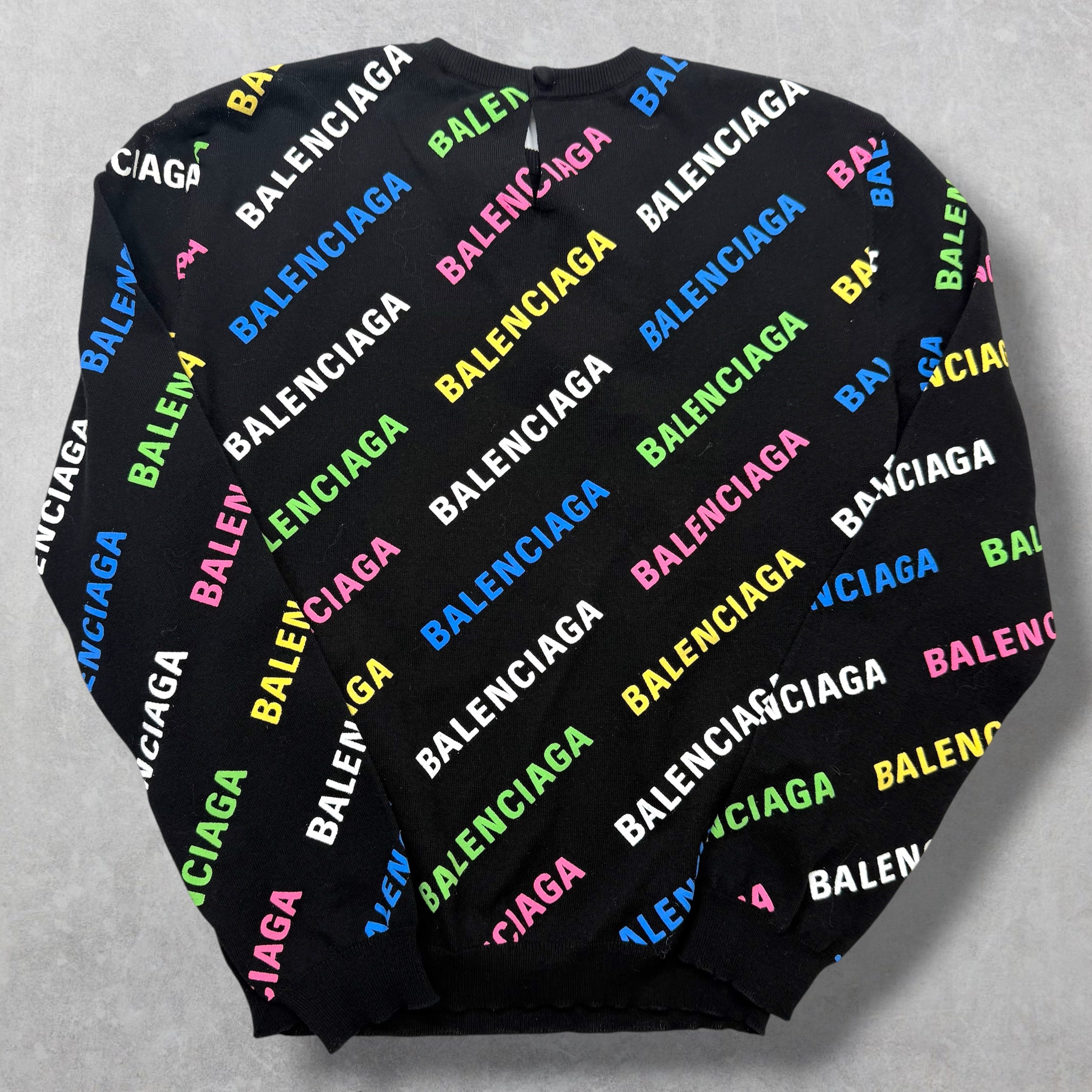 Balenciaga Women's Multicolor Logo Cropped Sweater S
