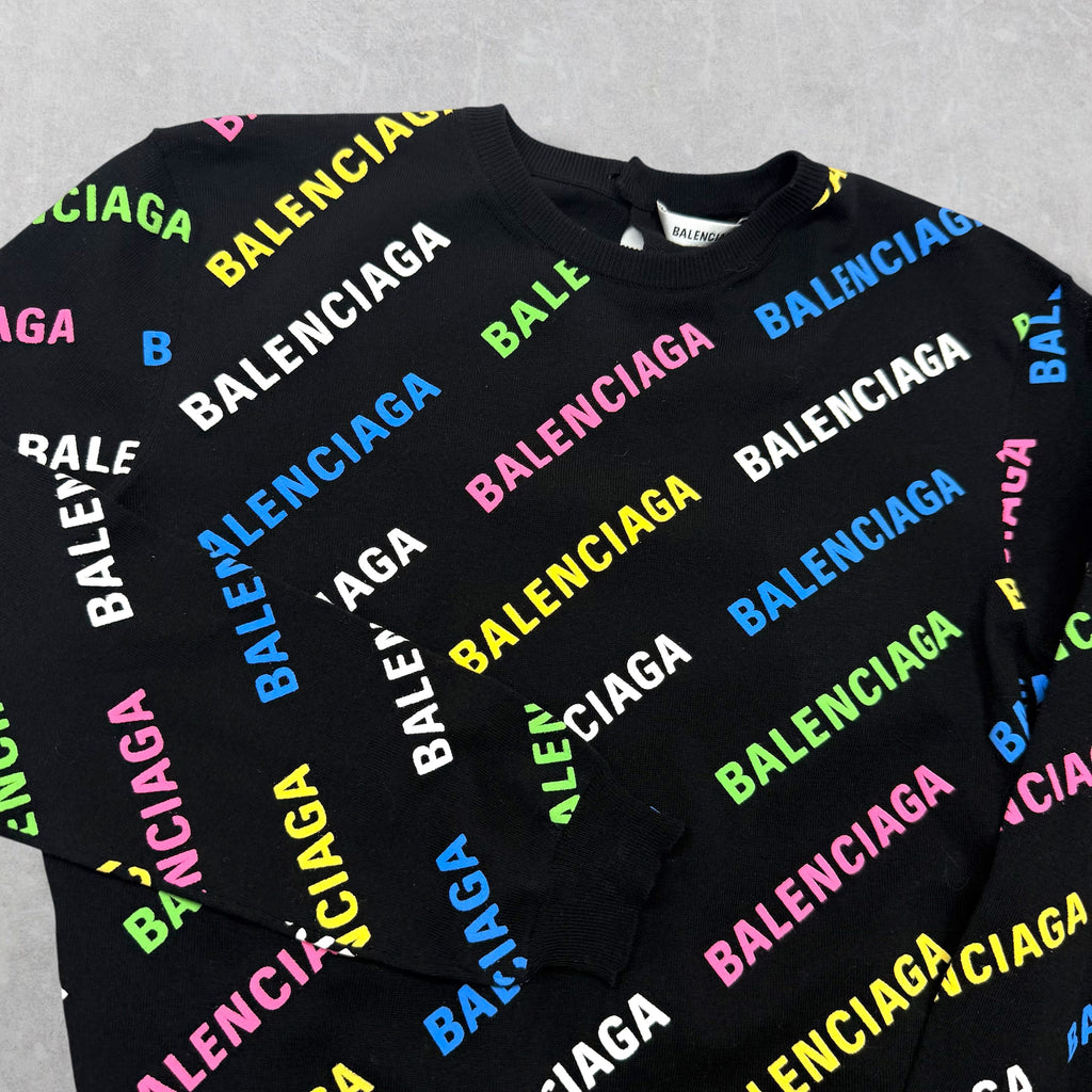 Balenciaga Women's Multicolor Logo Cropped Sweater S