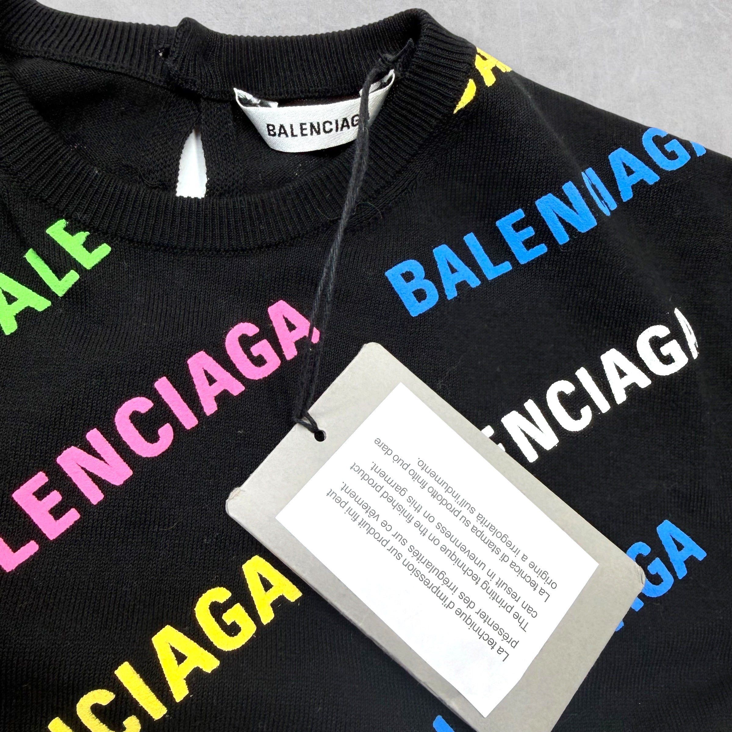 Balenciaga Women's Multicolor Logo Cropped Sweater S