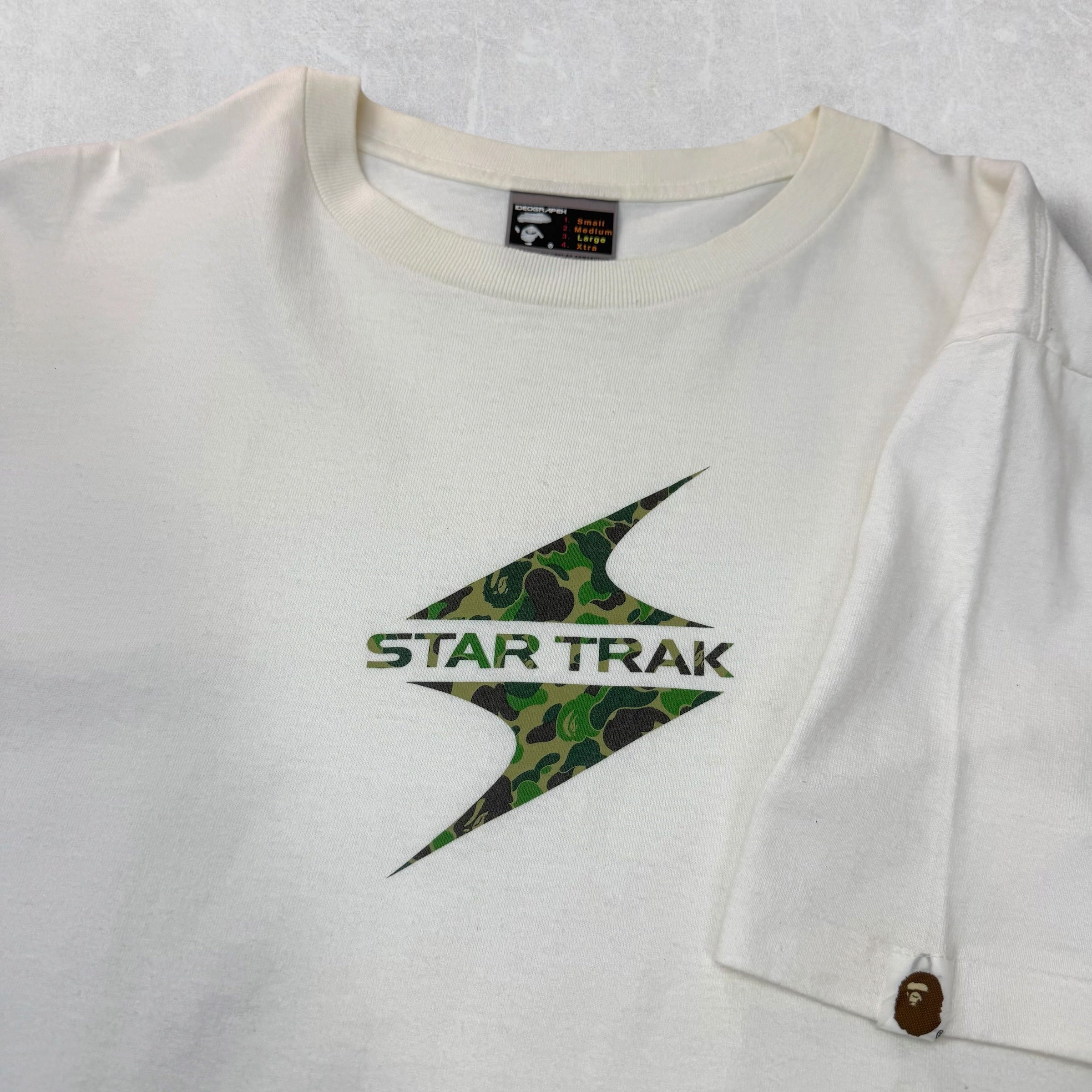 2004 Bape x Star Trak Green Camo Logo Tee L