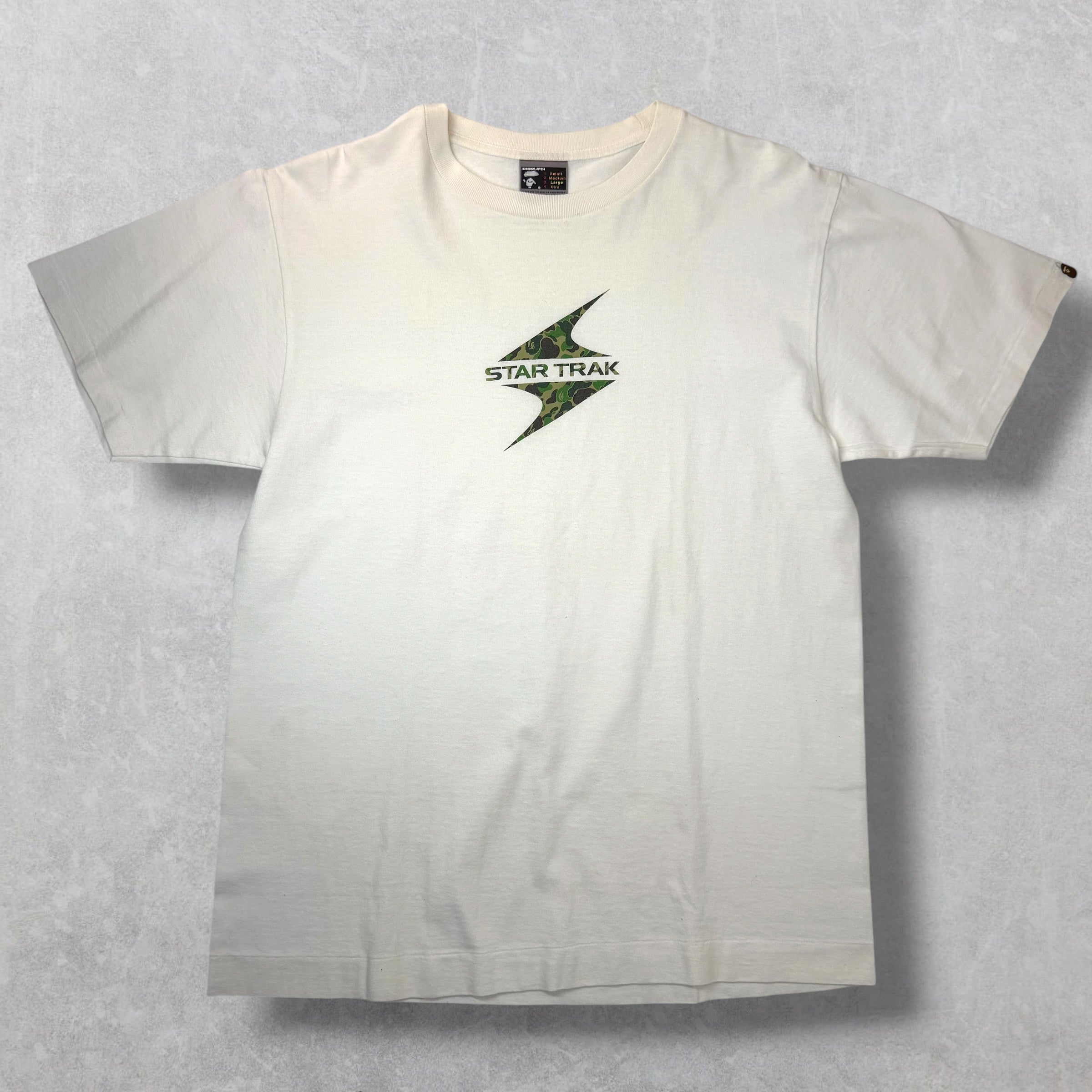 2004 Bape x Star Trak Green Camo Logo Tee L