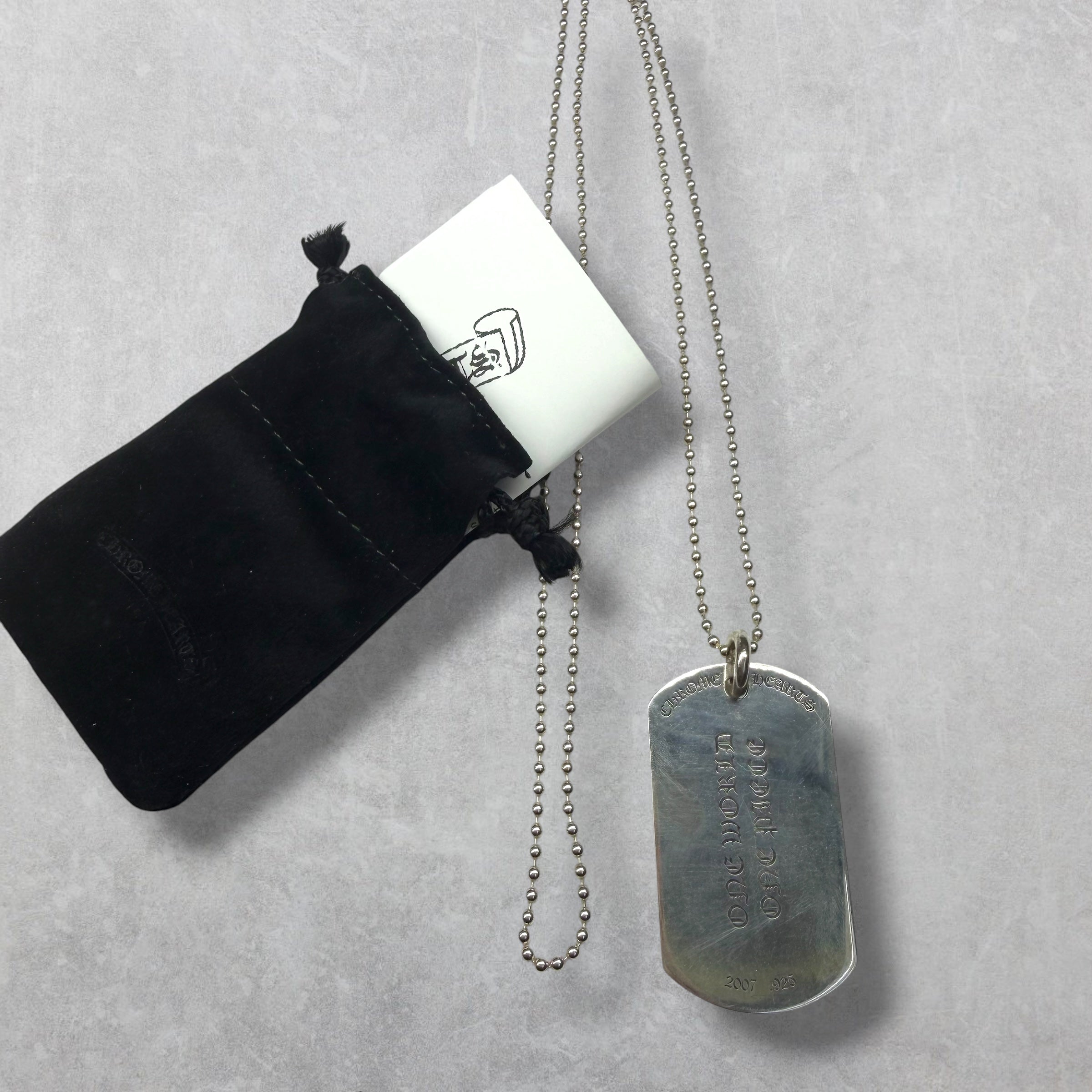 Chrome Hearts RS 3 Cross Dog Tag w/ Ball Chain
