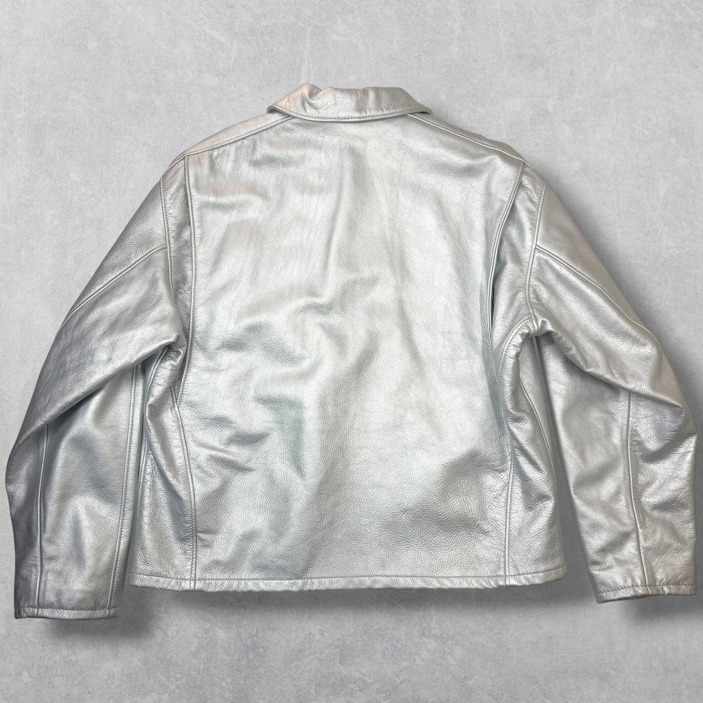 Supreme x Schott Leather Racer Silver XL