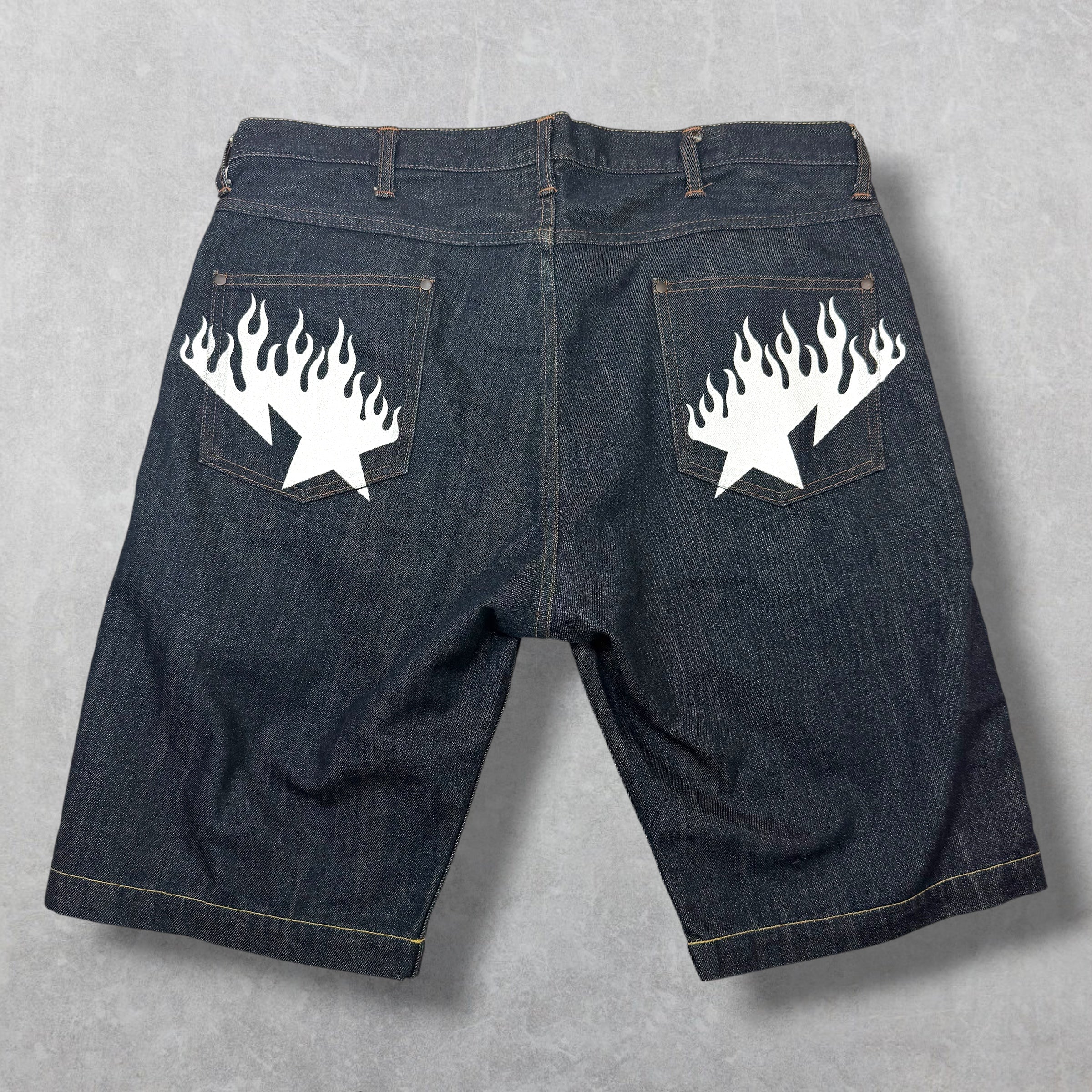 Bape Fire Sta Denim Shorts XL