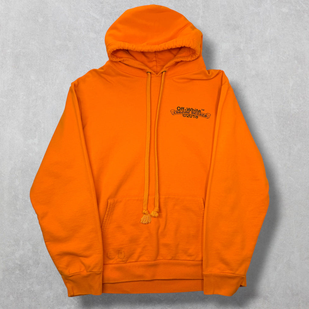 Chrome Hearts x Off-White Scroll Logo Hoodie Orange XXL