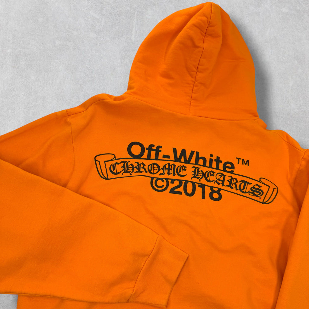 Chrome Hearts x Off-White Scroll Logo Hoodie Orange XXL