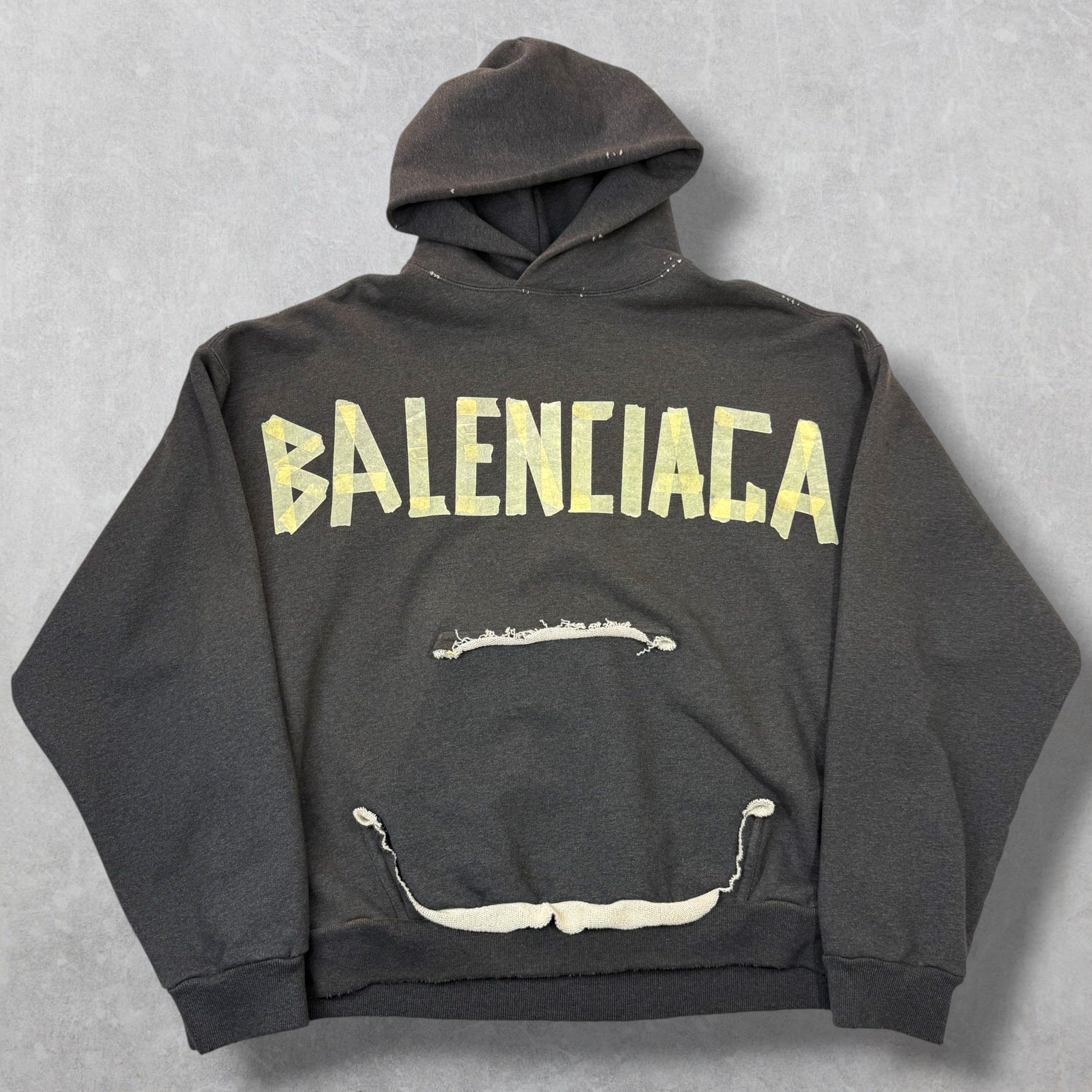 Balenciaga Tape Type Ripped Hoodie S (L)