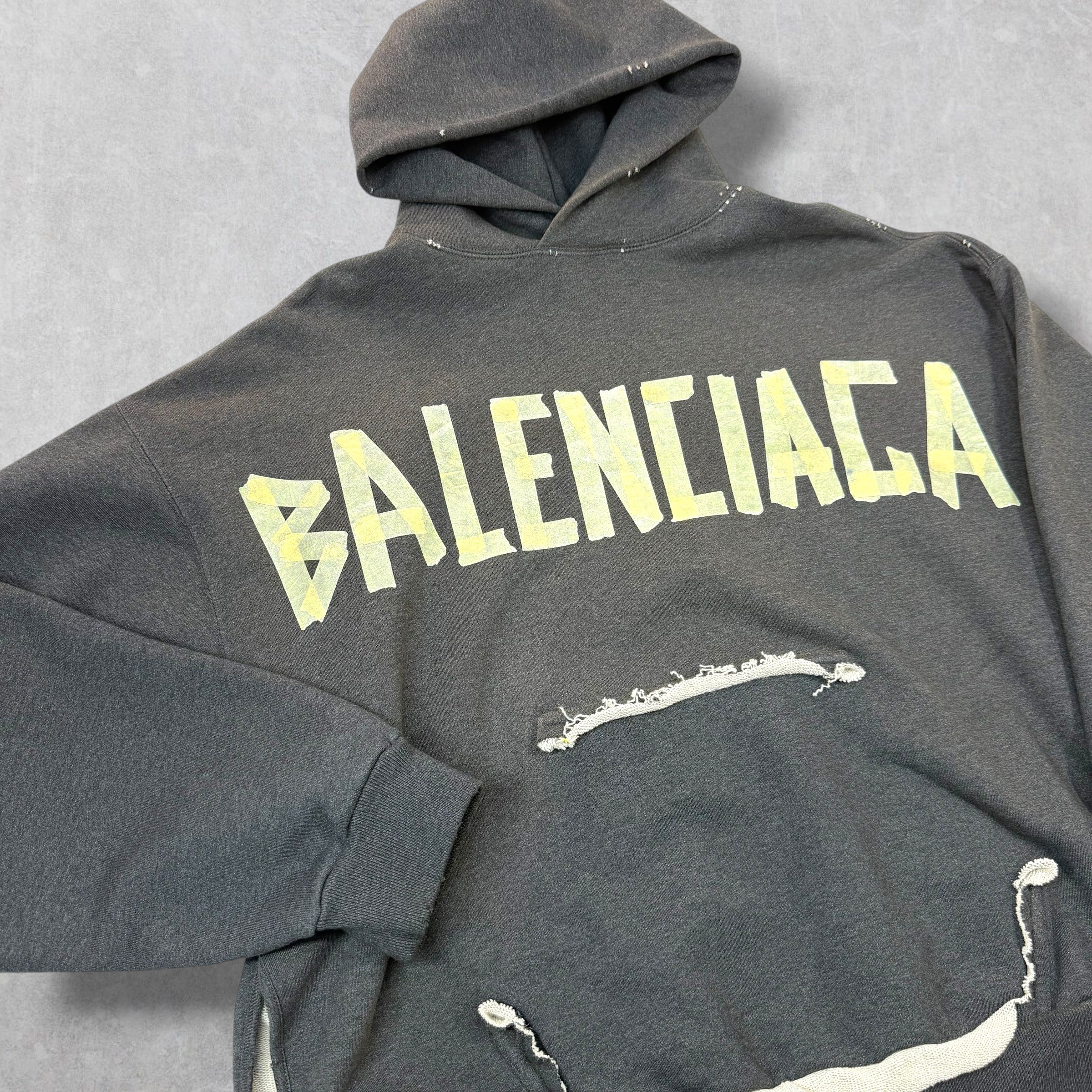 Balenciaga Tape Type Ripped Hoodie S (L)