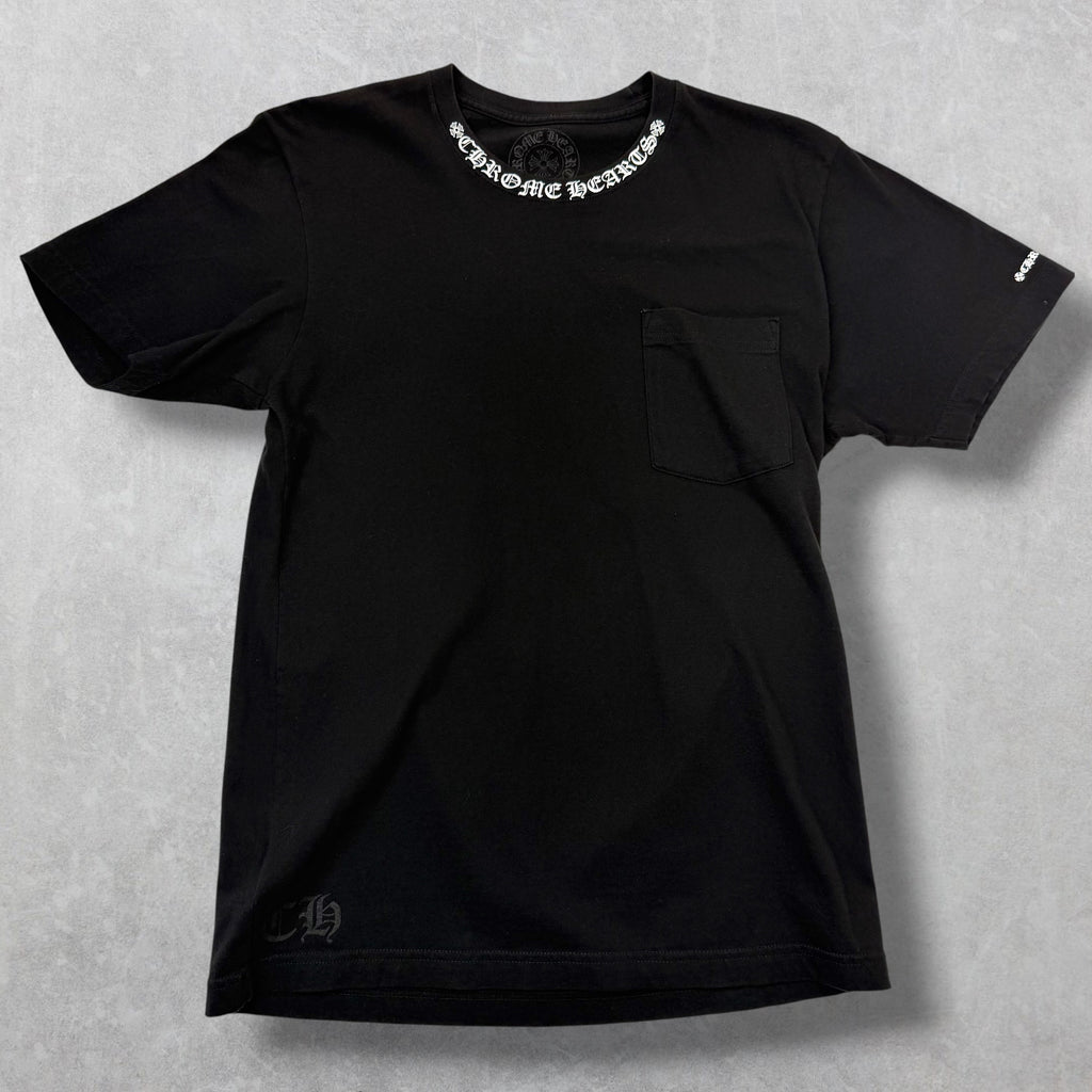 Chrome Hearts White Neck Logo Tee Black M