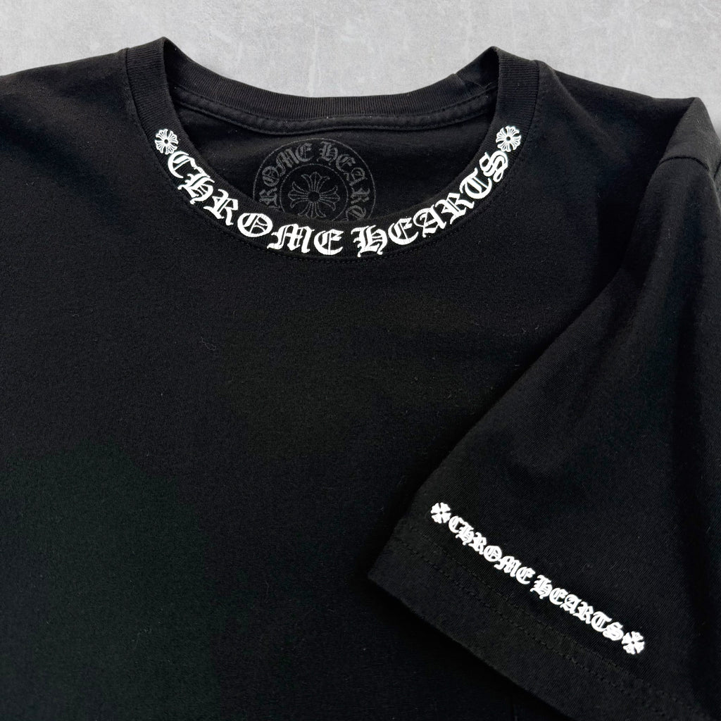 Chrome Hearts White Neck Logo Tee Black M