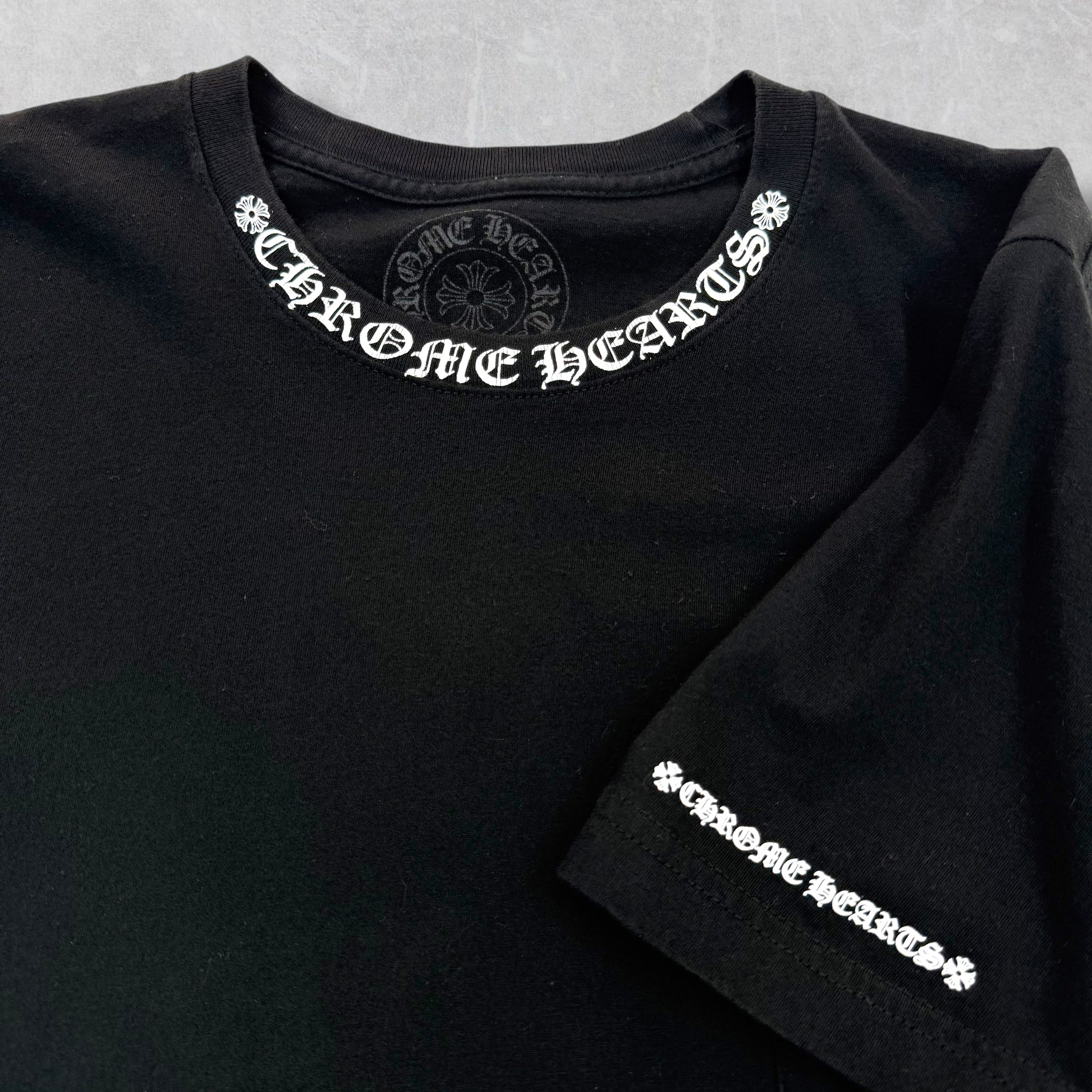 Chrome Hearts White Neck Logo Tee Black M