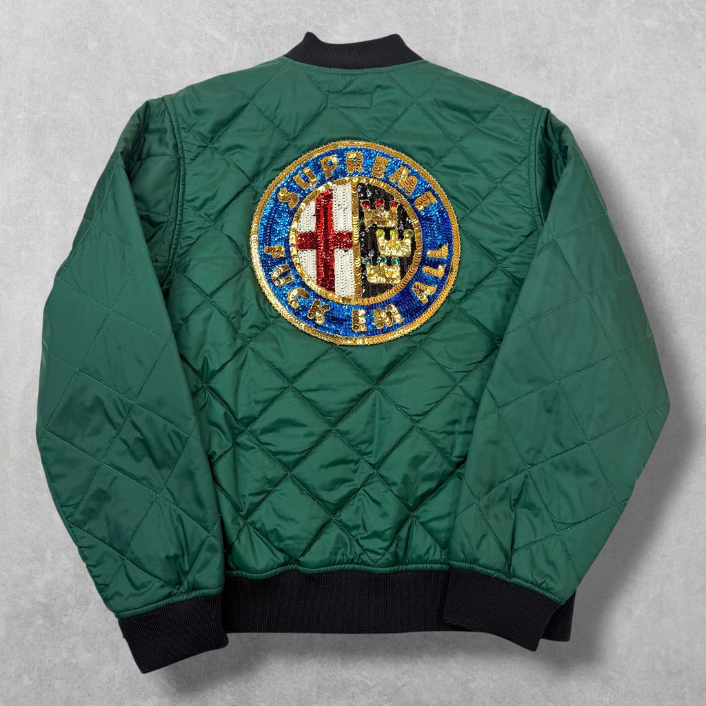Supreme Sequin Patch Quilted Bomber L