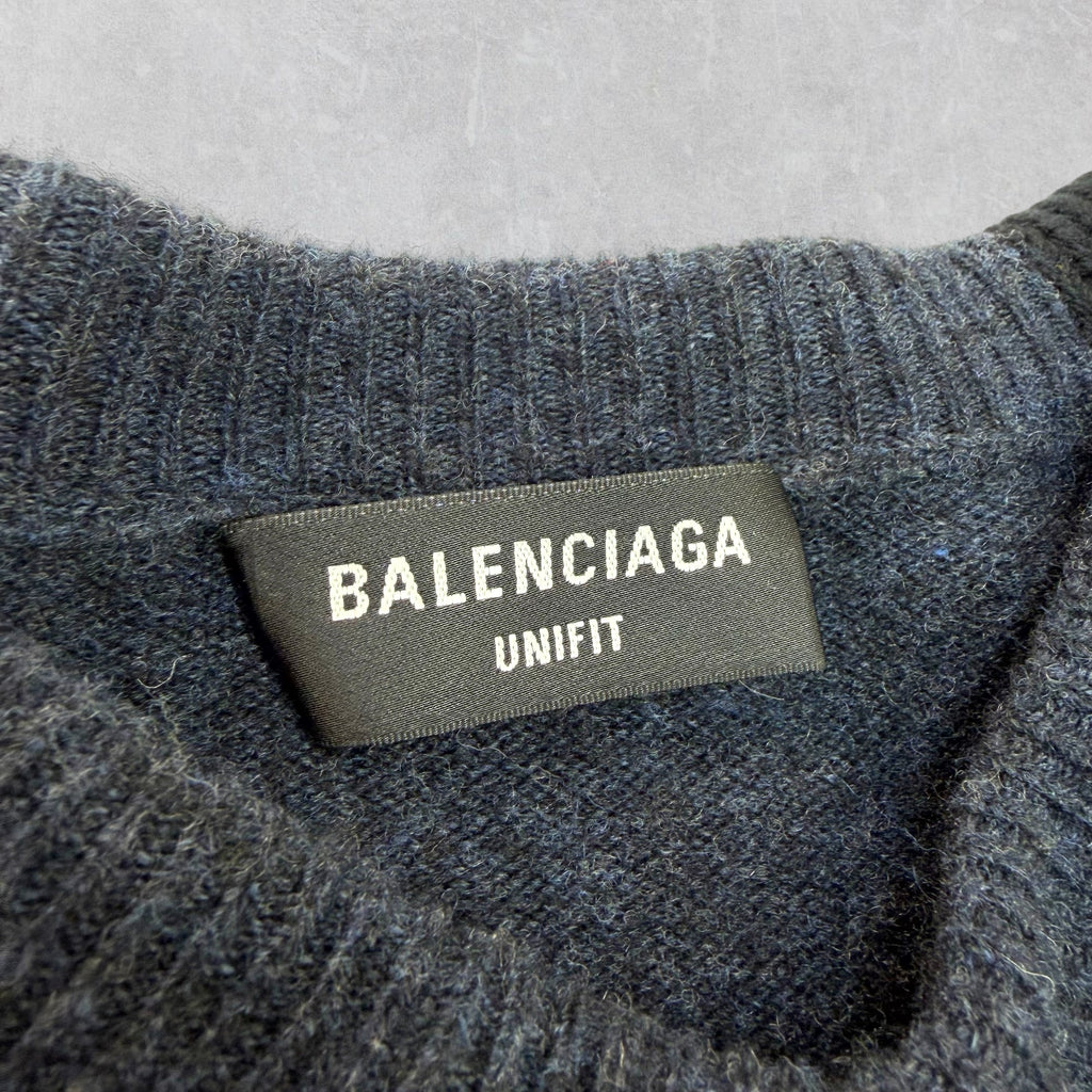Balenciaga Sliced Damaged V-Neck Knit XS (XL)