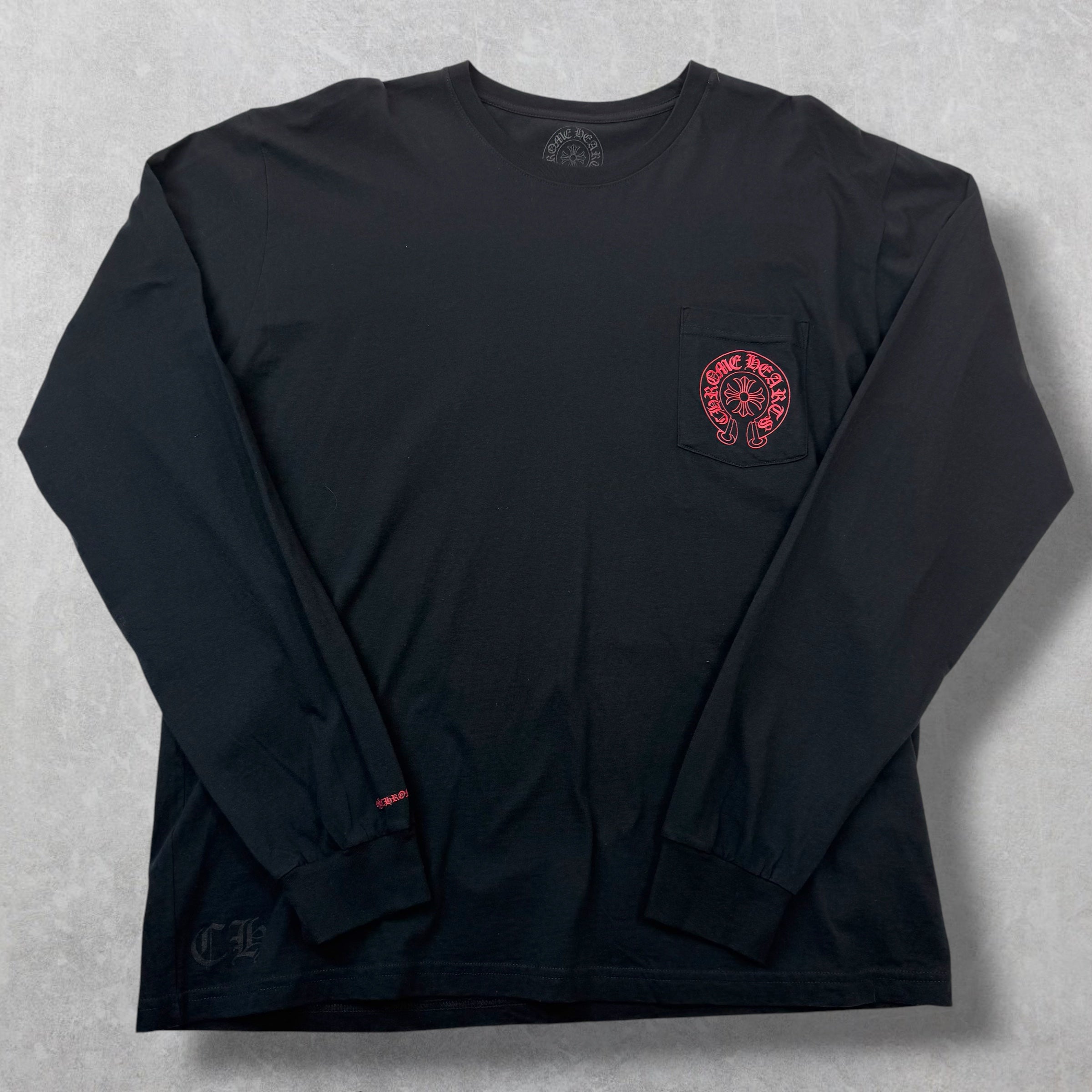 Chrome Hearts Horseshoe Plus Logo Red Staff L/S XXL