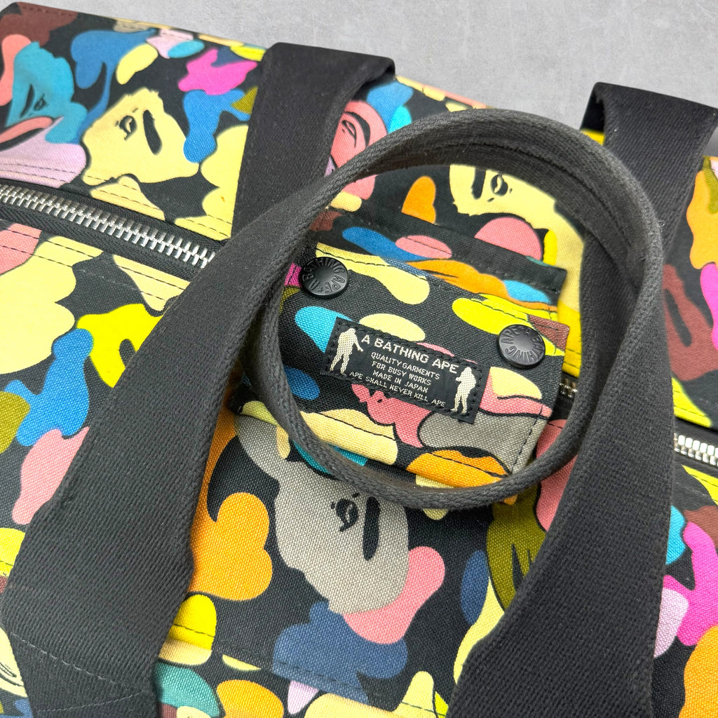Bape Black Multicolor Camo Duffle Bag