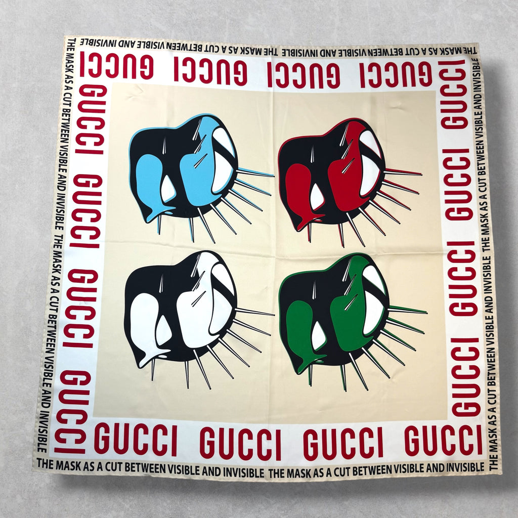 Gucci Manifesto Masks Print Silk Scarf