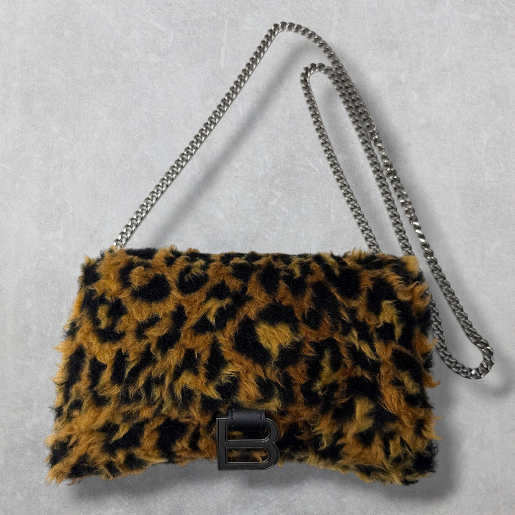 Balenciaga Fleece Leopard Hourglass Bag