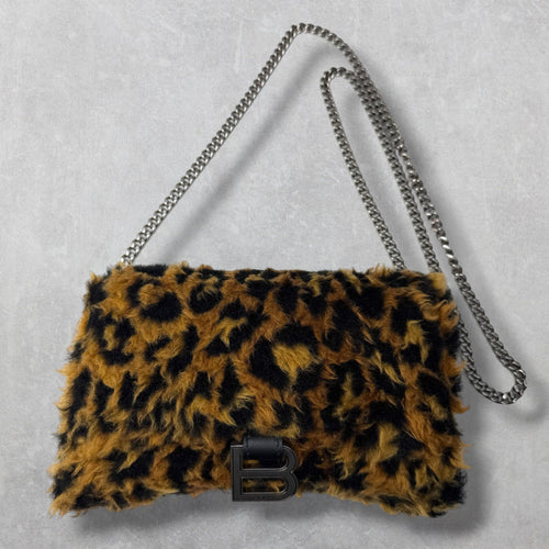 Balenciaga Fleece Leopard Hourglass Bag