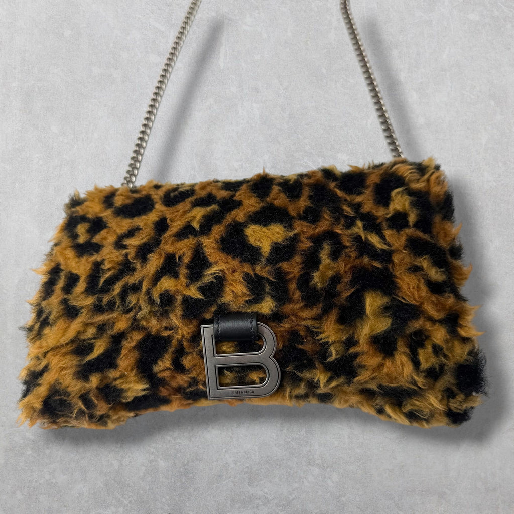Balenciaga Fleece Leopard Hourglass Bag