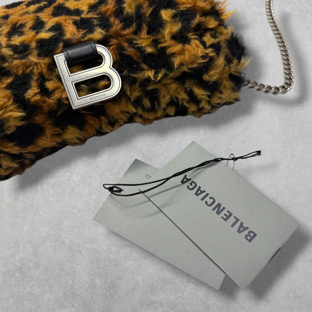 Balenciaga Fleece Leopard Hourglass Bag