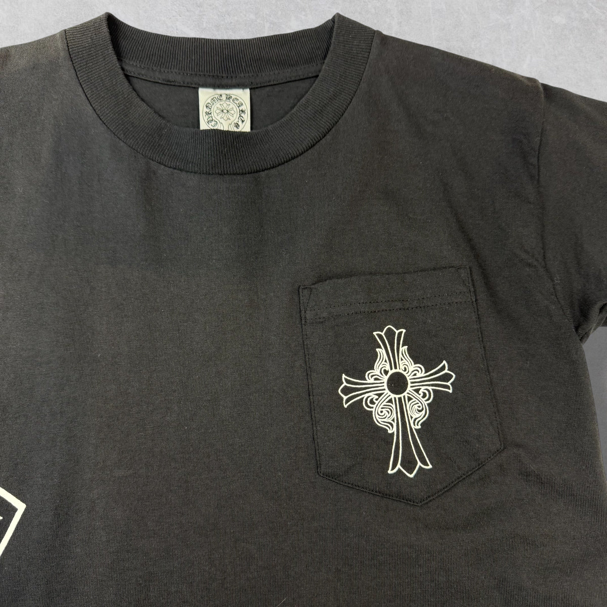 Vintage Chrome Hearts T-Bar Floral Cross Pocket Tee S