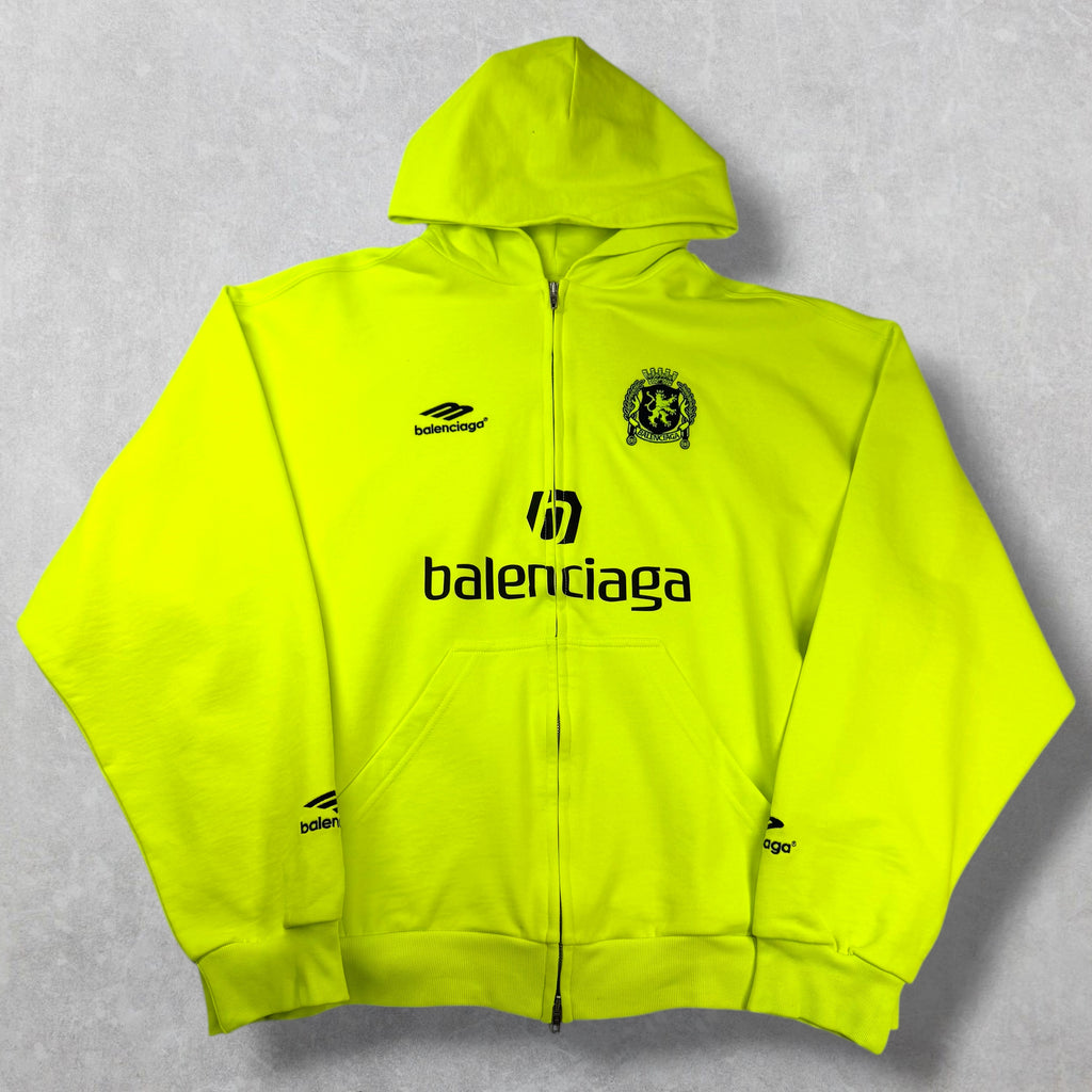 Balenciaga Paris Soccer Zip Up Hoodie Neon XS (L)