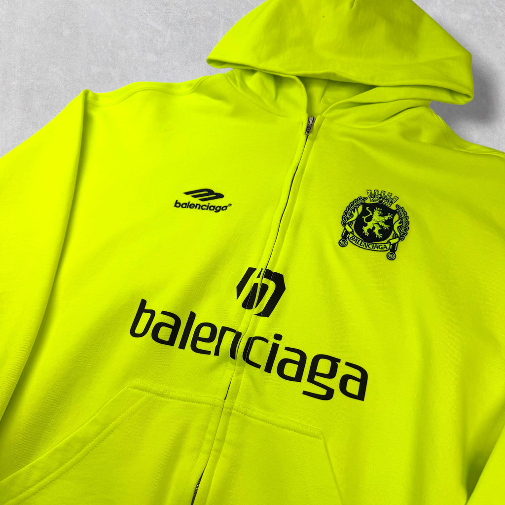 Balenciaga Paris Soccer Zip Up Hoodie Neon XS (L)