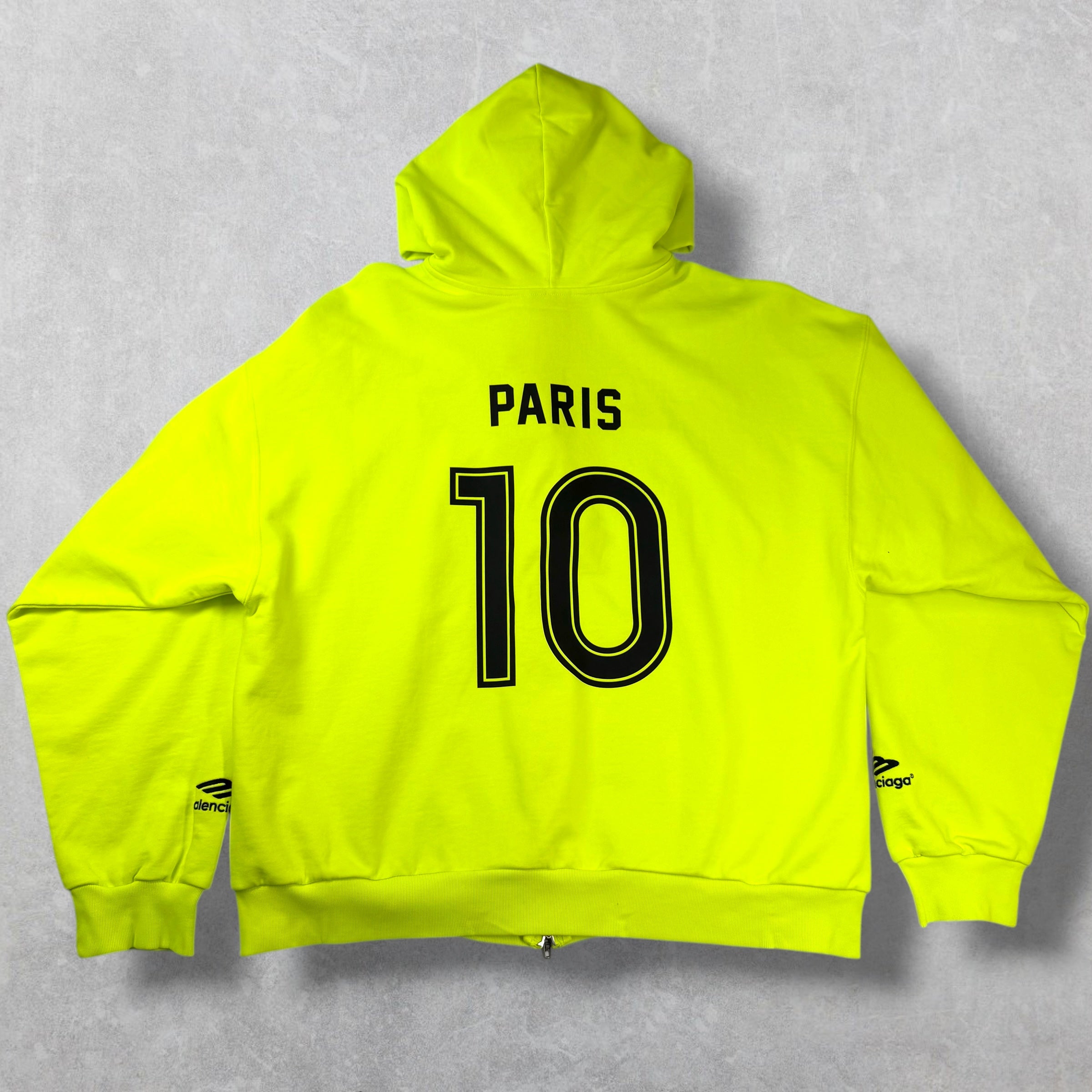 Balenciaga Paris Soccer Zip Up Hoodie Neon XS (L)