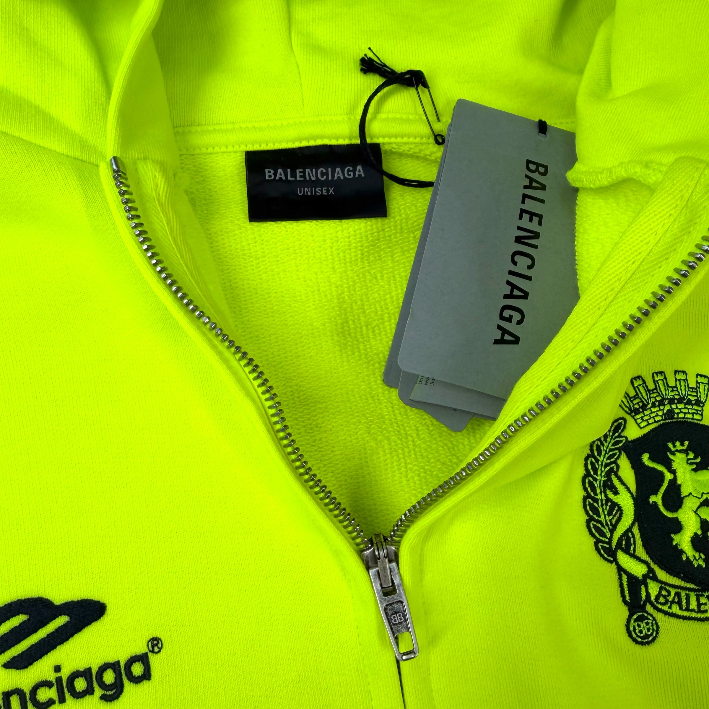 Balenciaga Paris Soccer Zip Up Hoodie Neon XS (L)