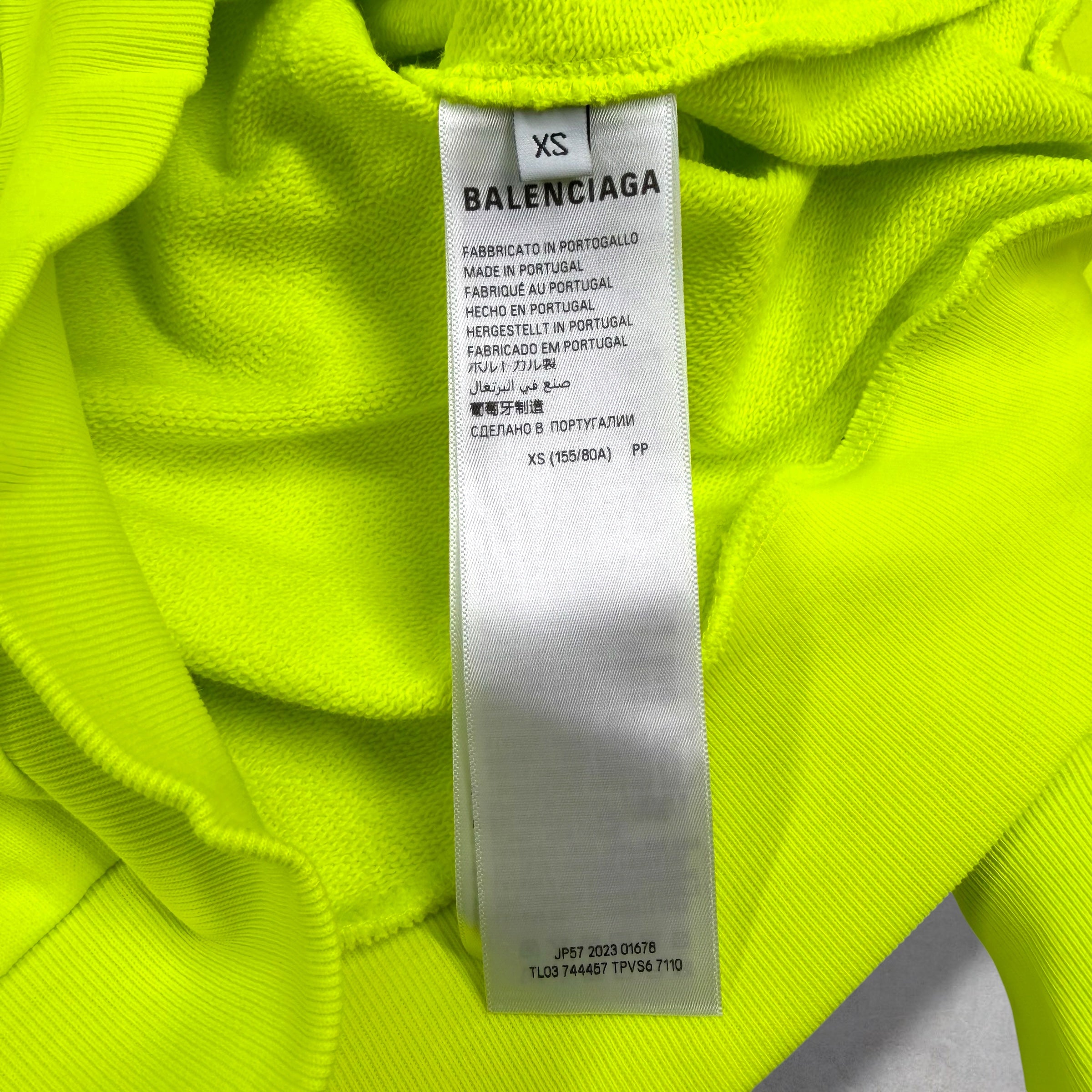 Balenciaga Paris Soccer Zip Up Hoodie Neon XS (L)
