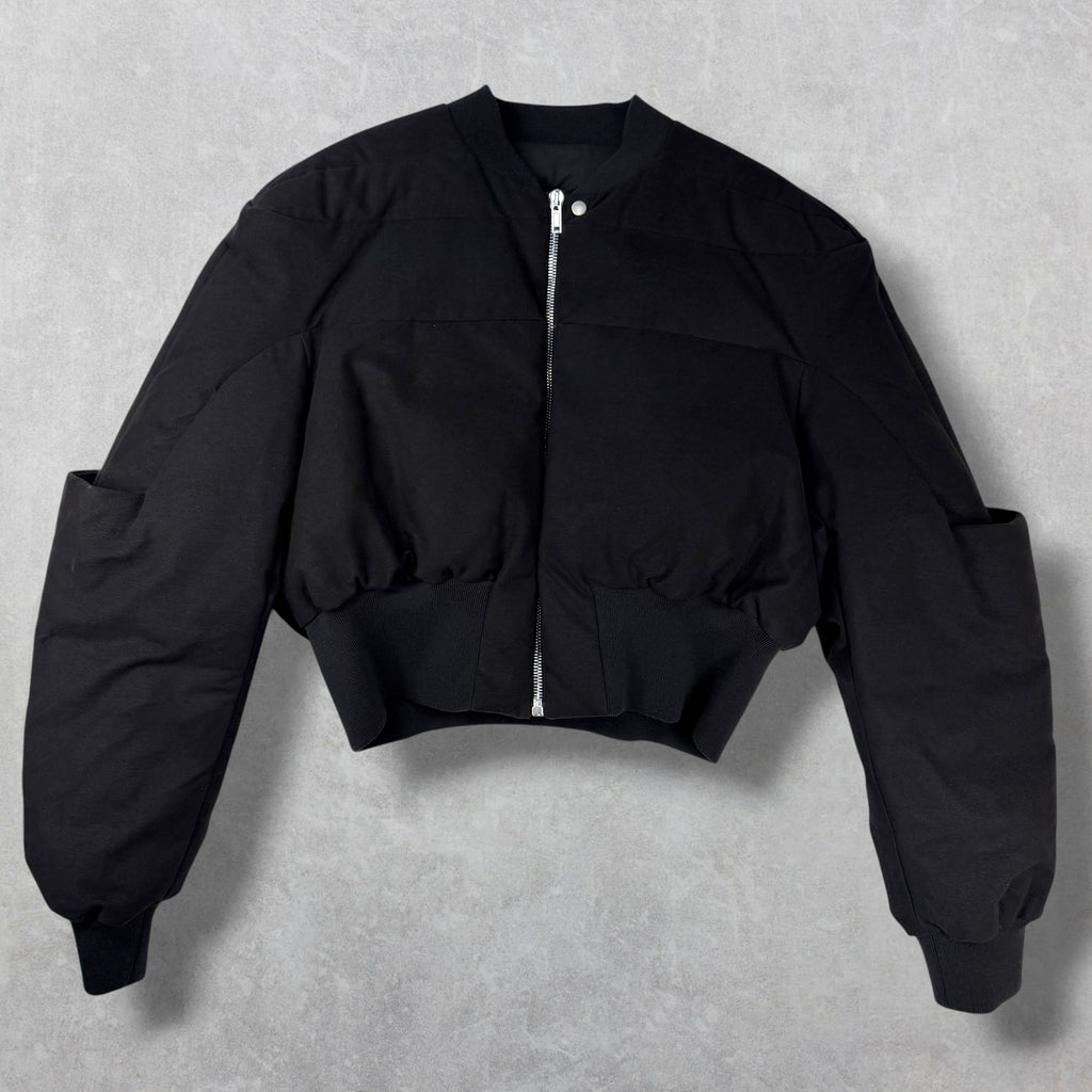 F/W 23 Rick Owens Black Girdered Cropped Bomber Jacket 52 (L)