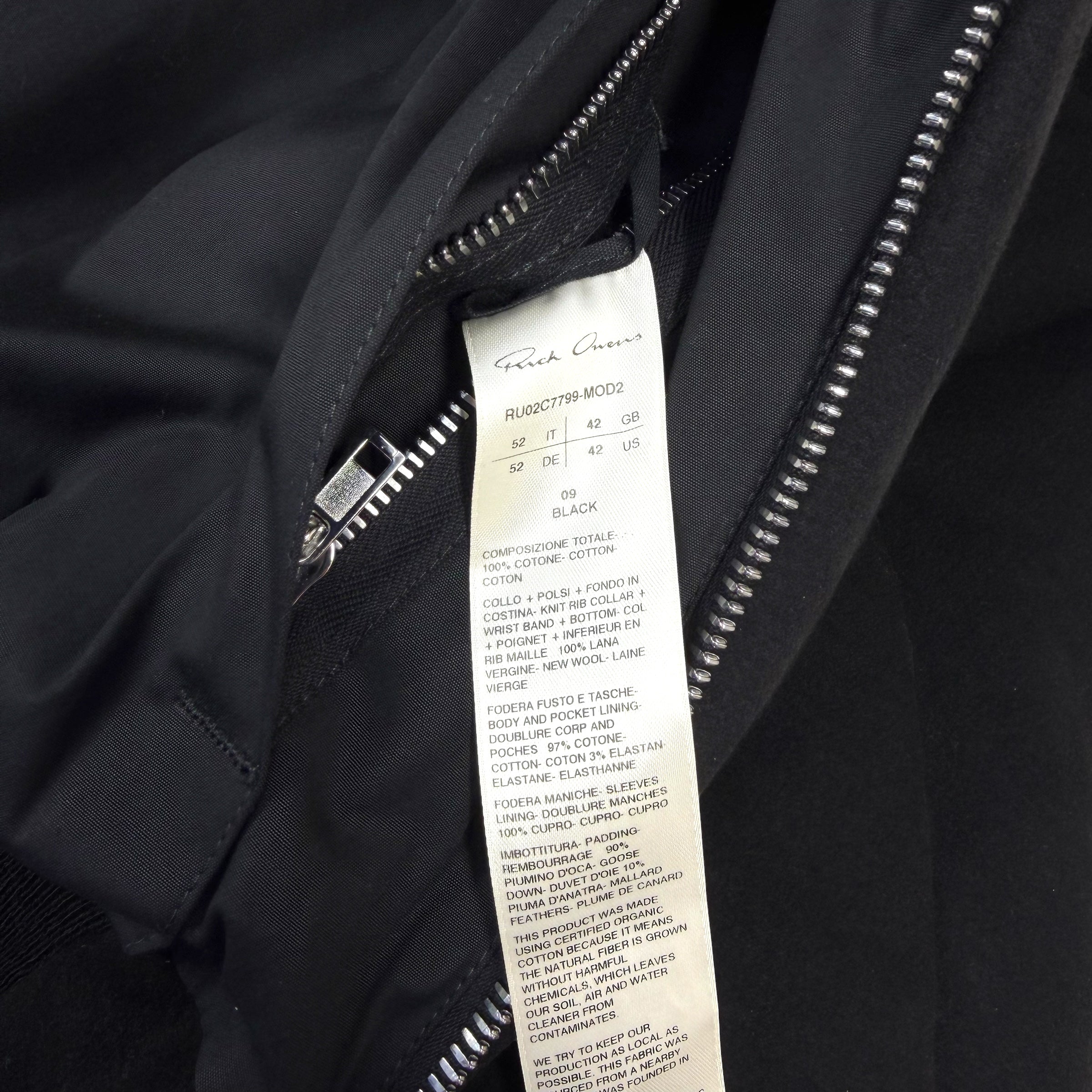 F/W 23 Rick Owens Black Girdered Cropped Bomber Jacket 52 (L)