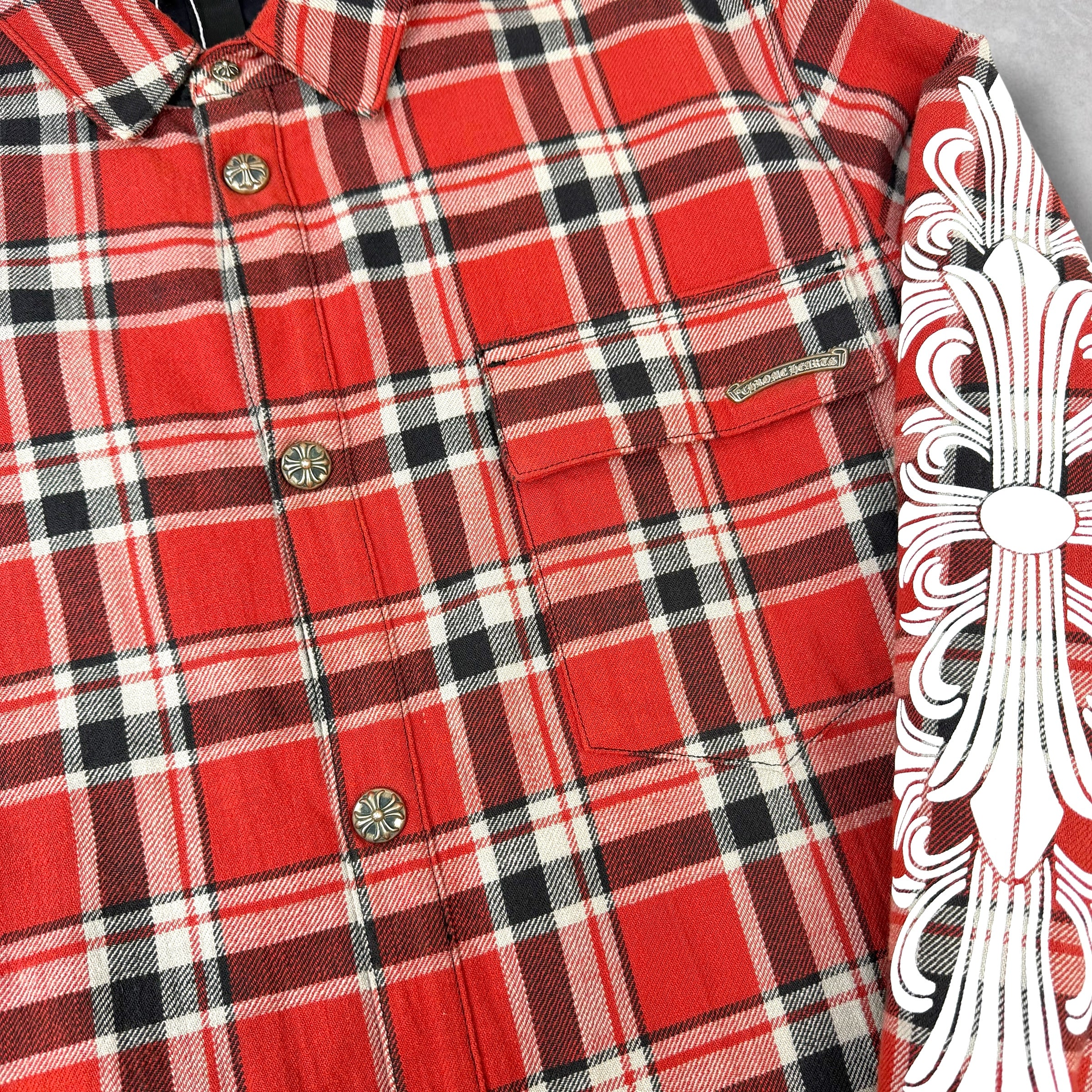 Chrome Hearts Work'n Fleur Padded Flannel Shirt XL