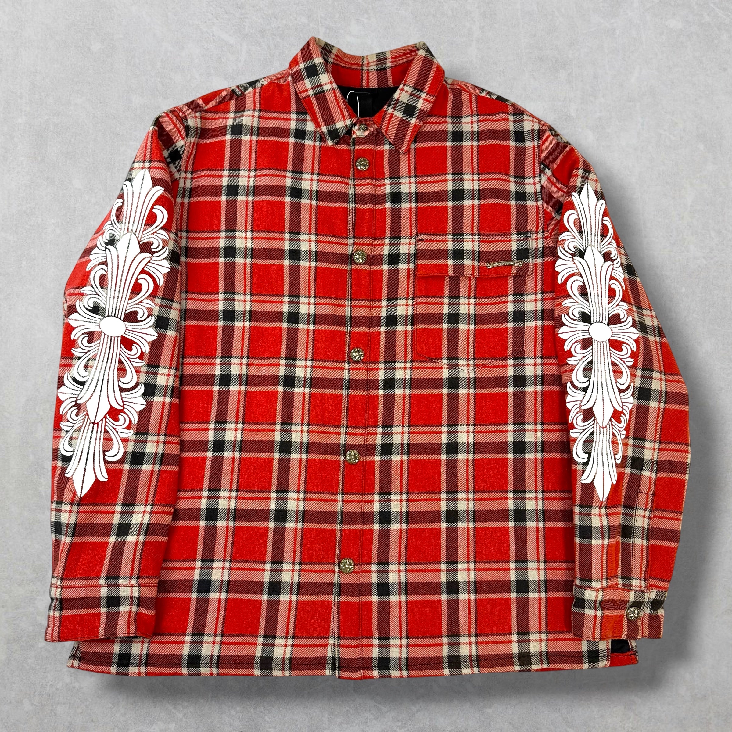 Chrome Hearts Work'n Fleur Padded Flannel Shirt XL