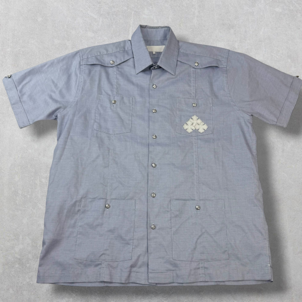 Chrome Hearts Cross Patch Blue Guayabera Shirt L