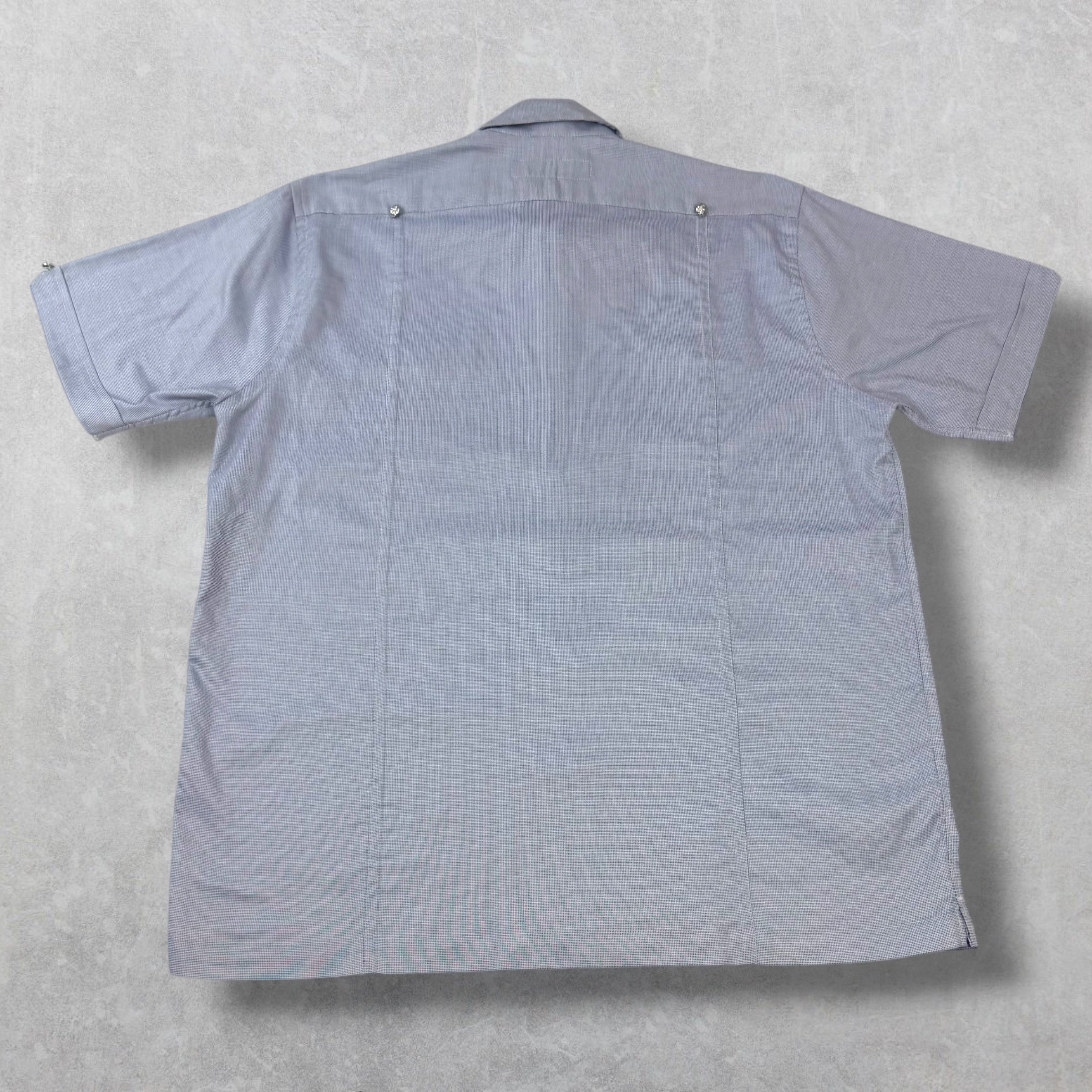 Chrome Hearts Cross Patch Blue Guayabera Shirt L