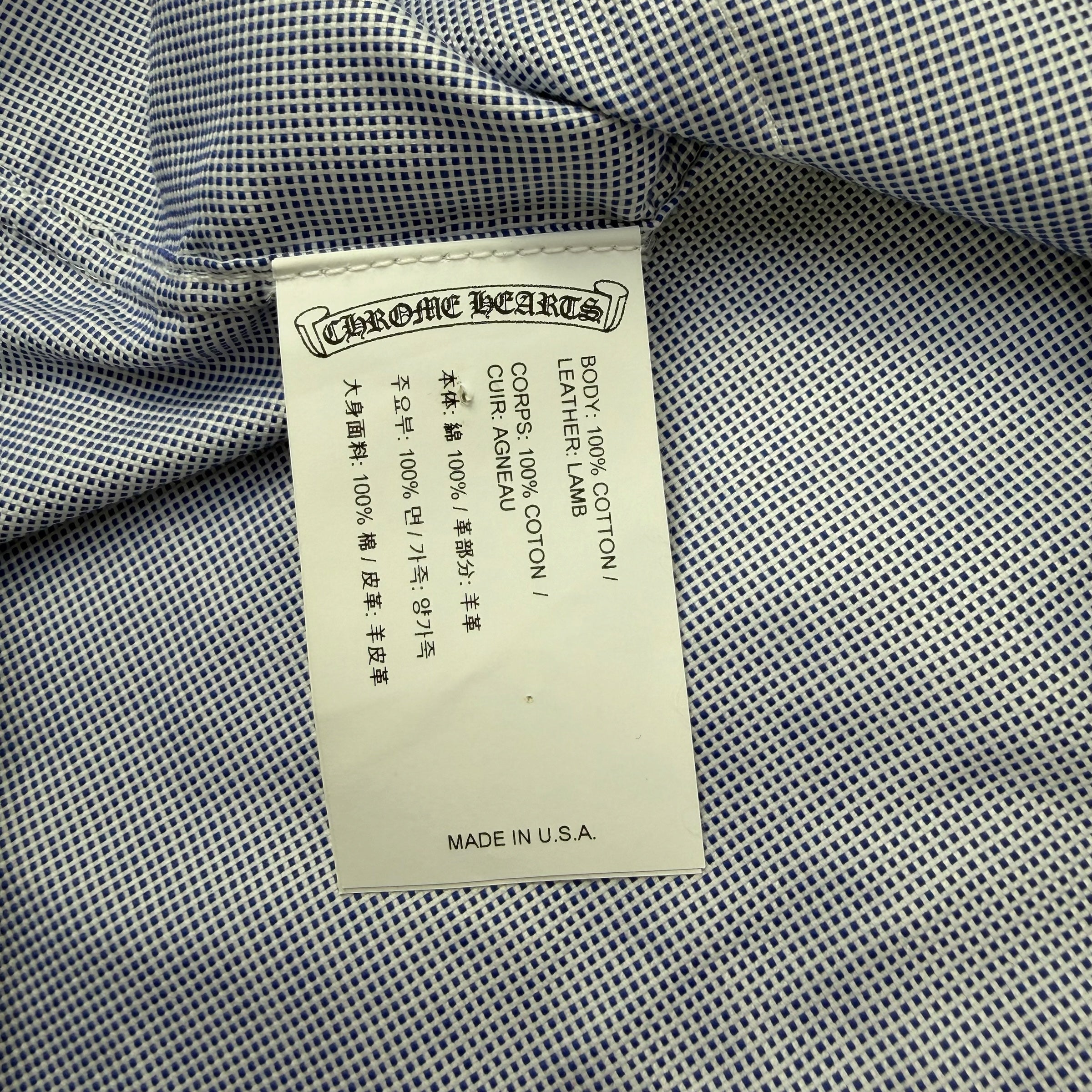 Chrome Hearts Cross Patch Blue Guayabera Shirt L