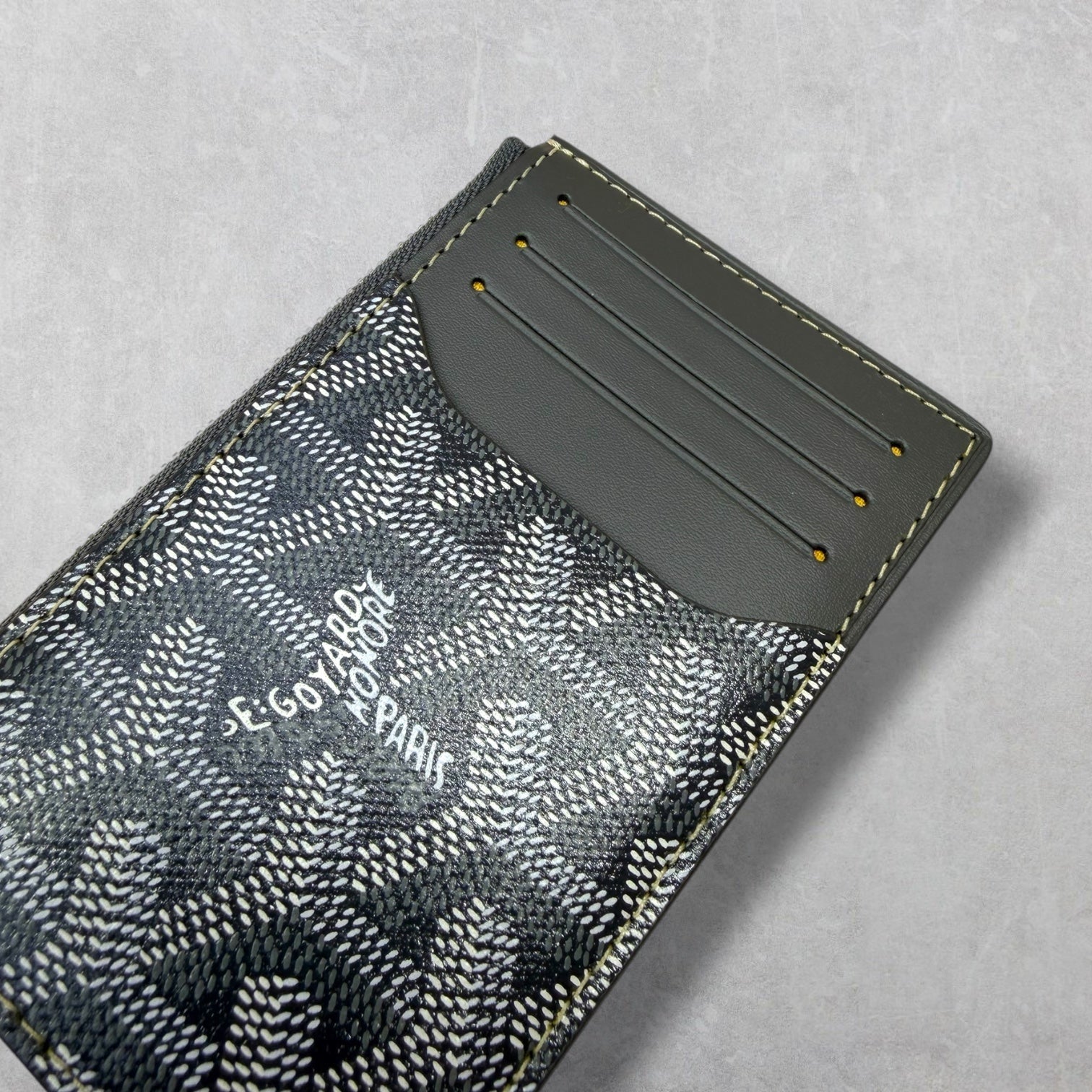 Goyard Grey Bourbon Zipped Card Holder