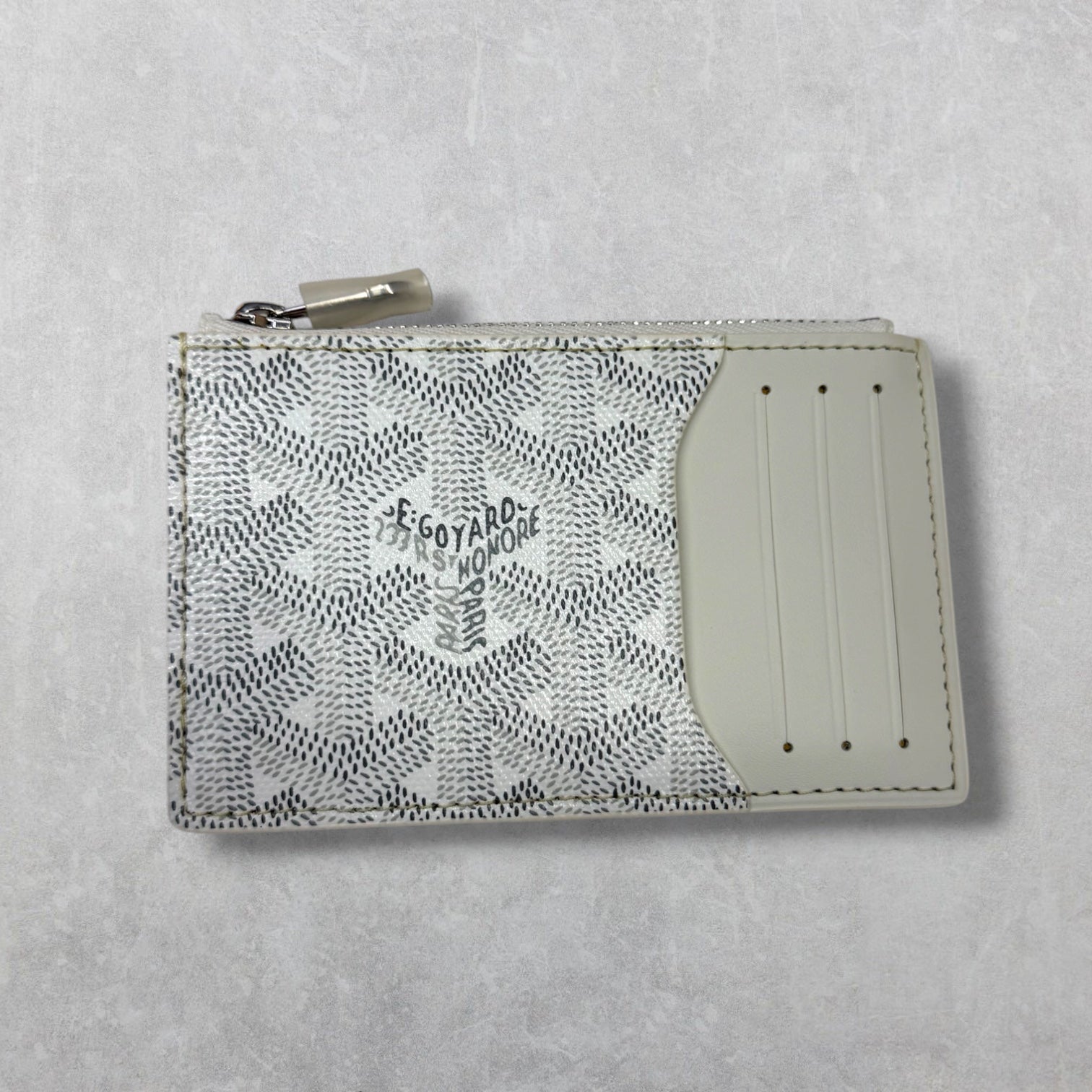 Goyard White Bourbon Zipped Card Holder