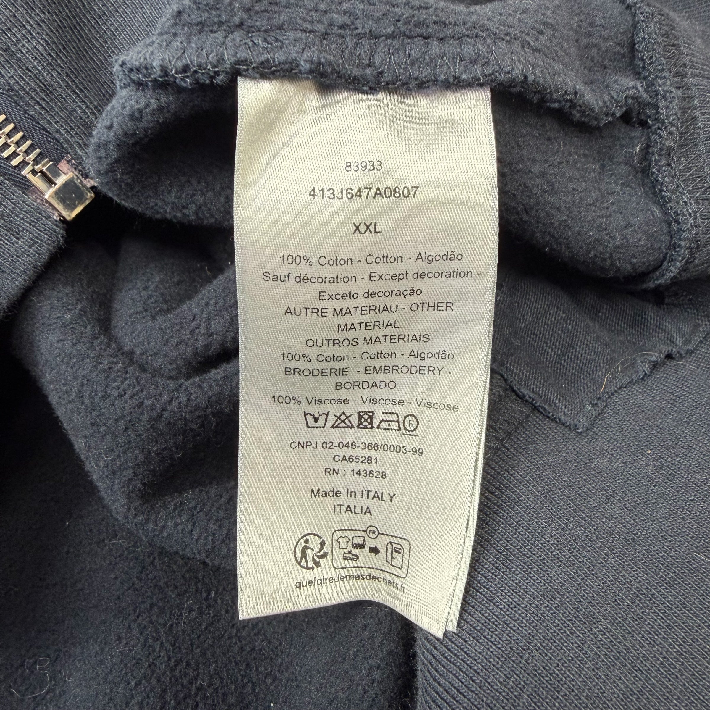 Dior x Otani Workshop Zipped Hooded Sweatshirt XXL