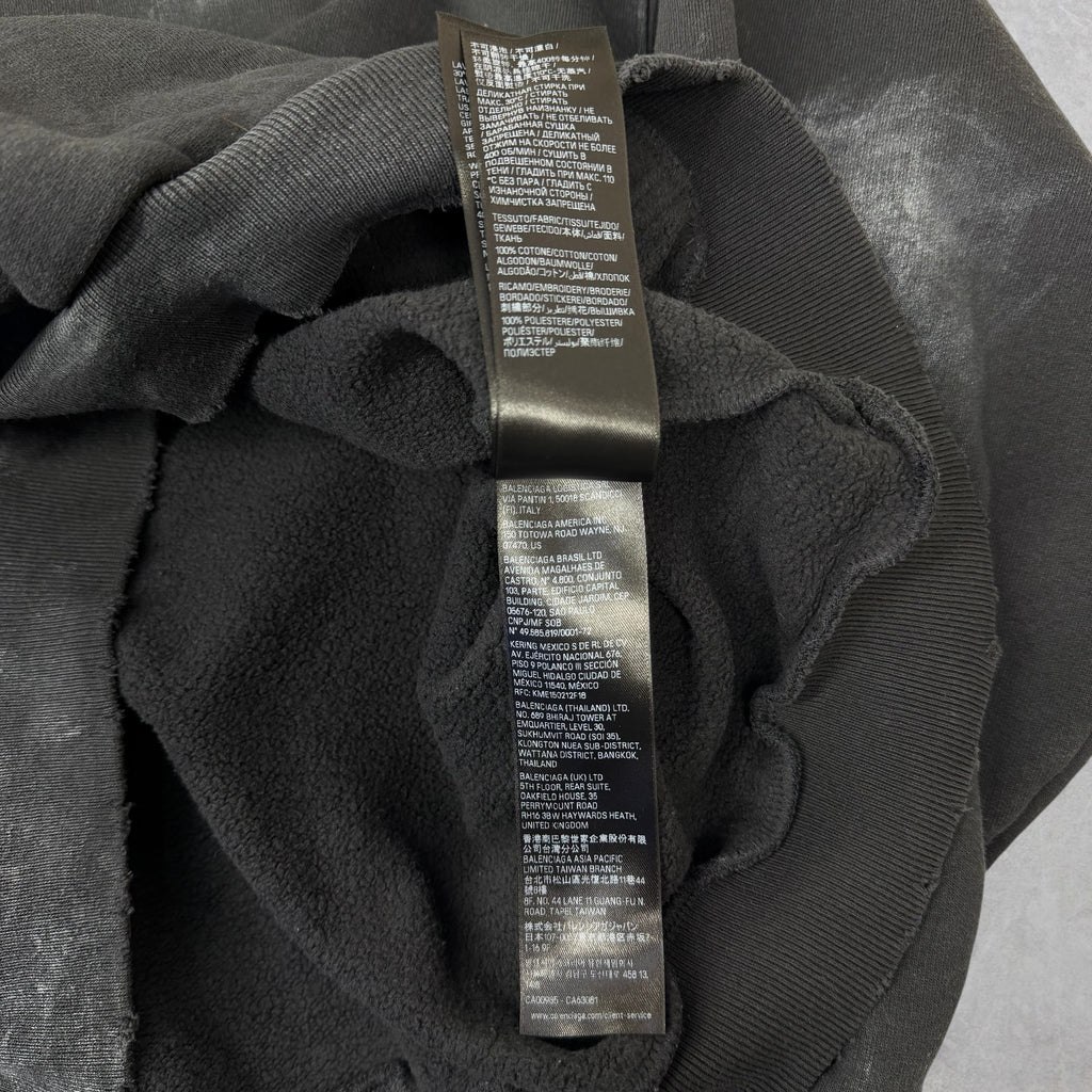 Balenciaga Faded Black Medium Fit Hoodie M