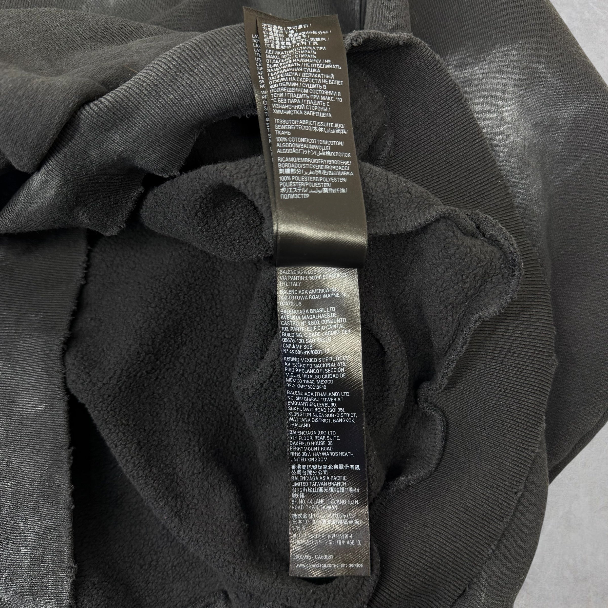 Balenciaga Faded Black Medium Fit Hoodie M