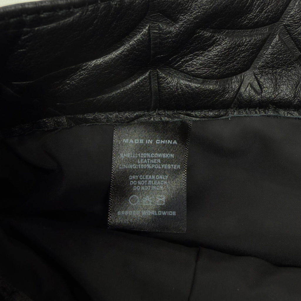 SP5DER Black Debossed Web Leather Pants 32